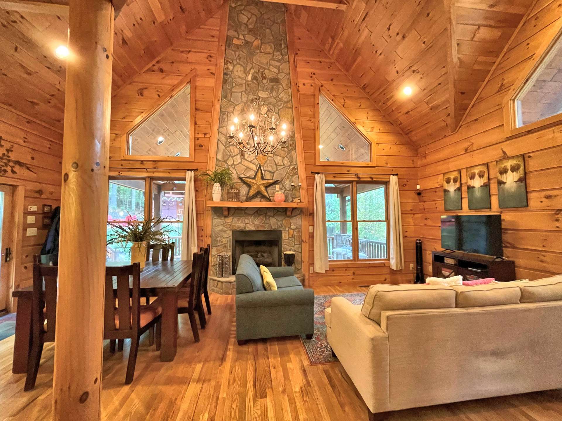 Open concept dining and living.