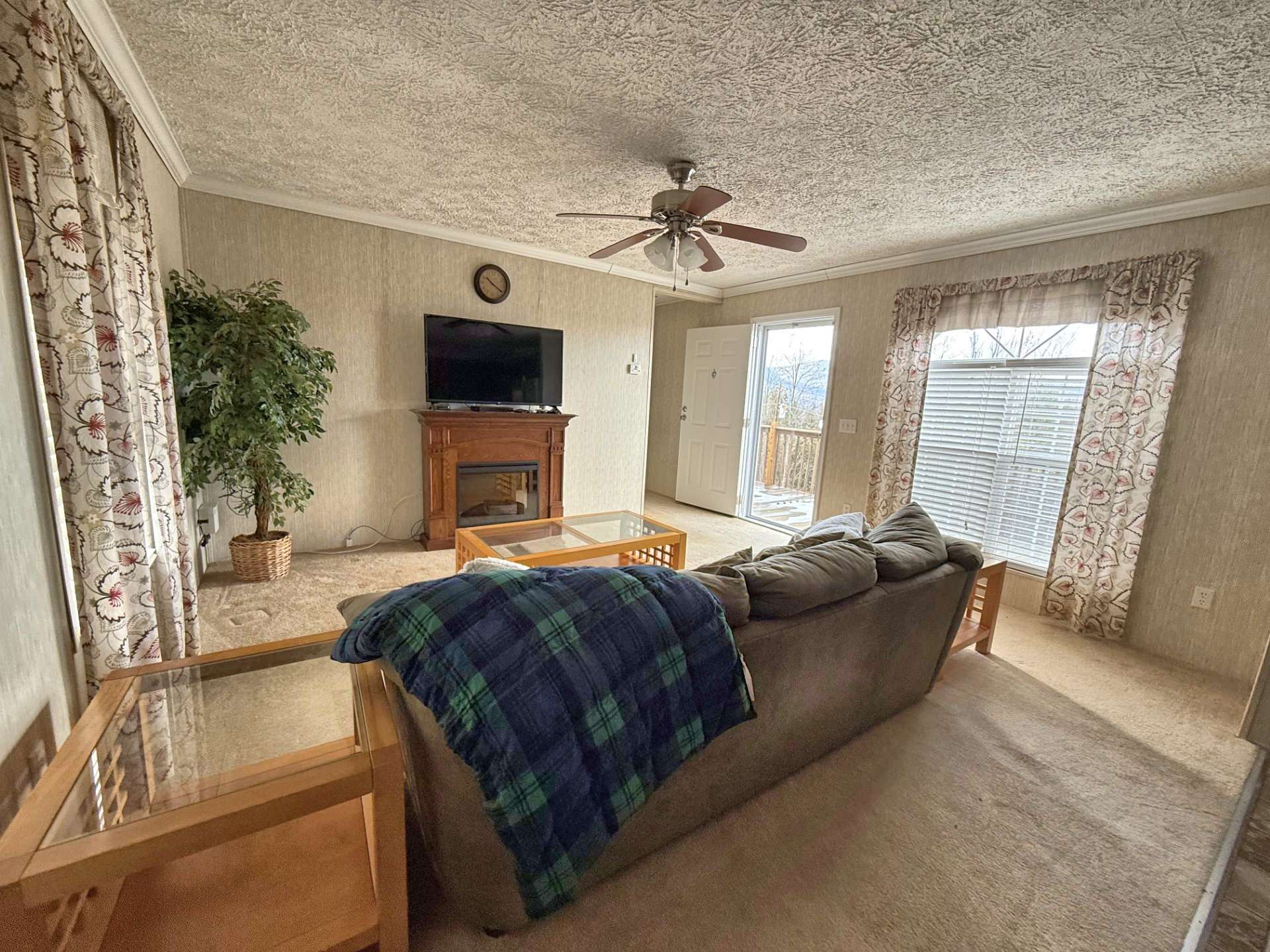 Cozy living area open to the kitchen and dining area