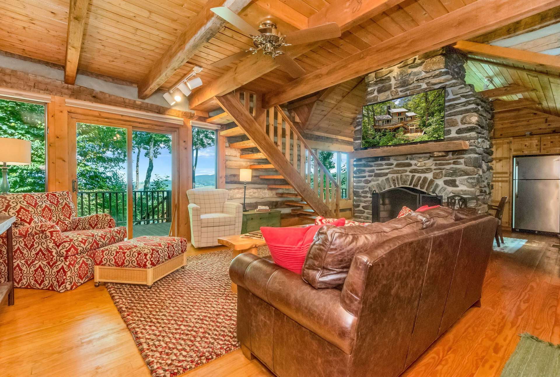 Walk inside to a warm and inviting family room.