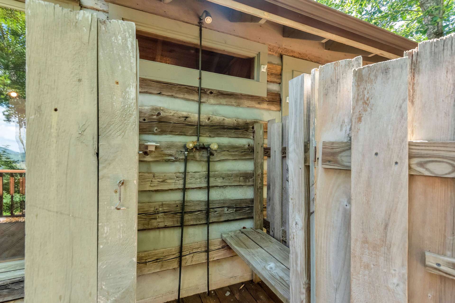 After a day of hiking the mountain trails, cool off in the outdoor shower!