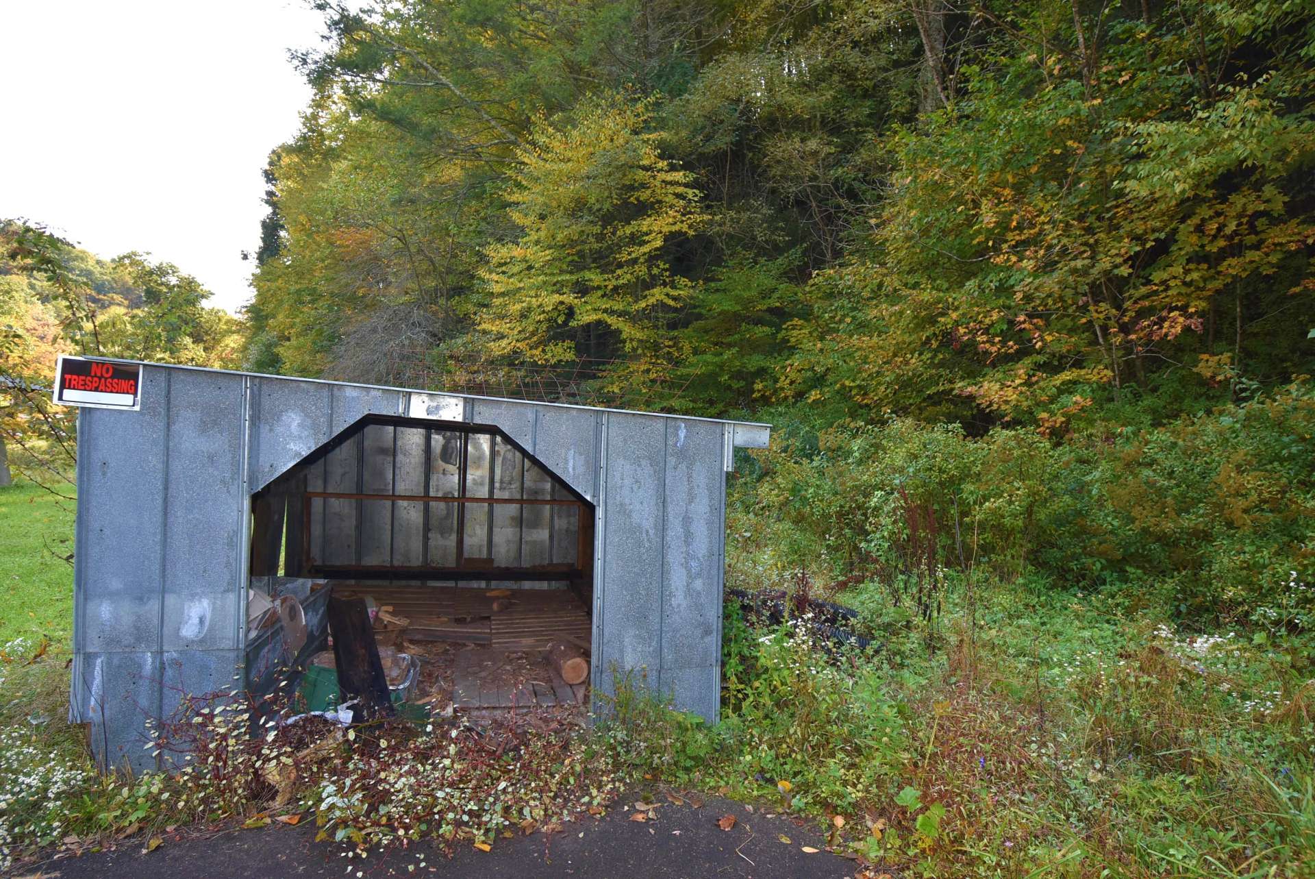 Out back, you have an outbuilding for storage or wood shed.