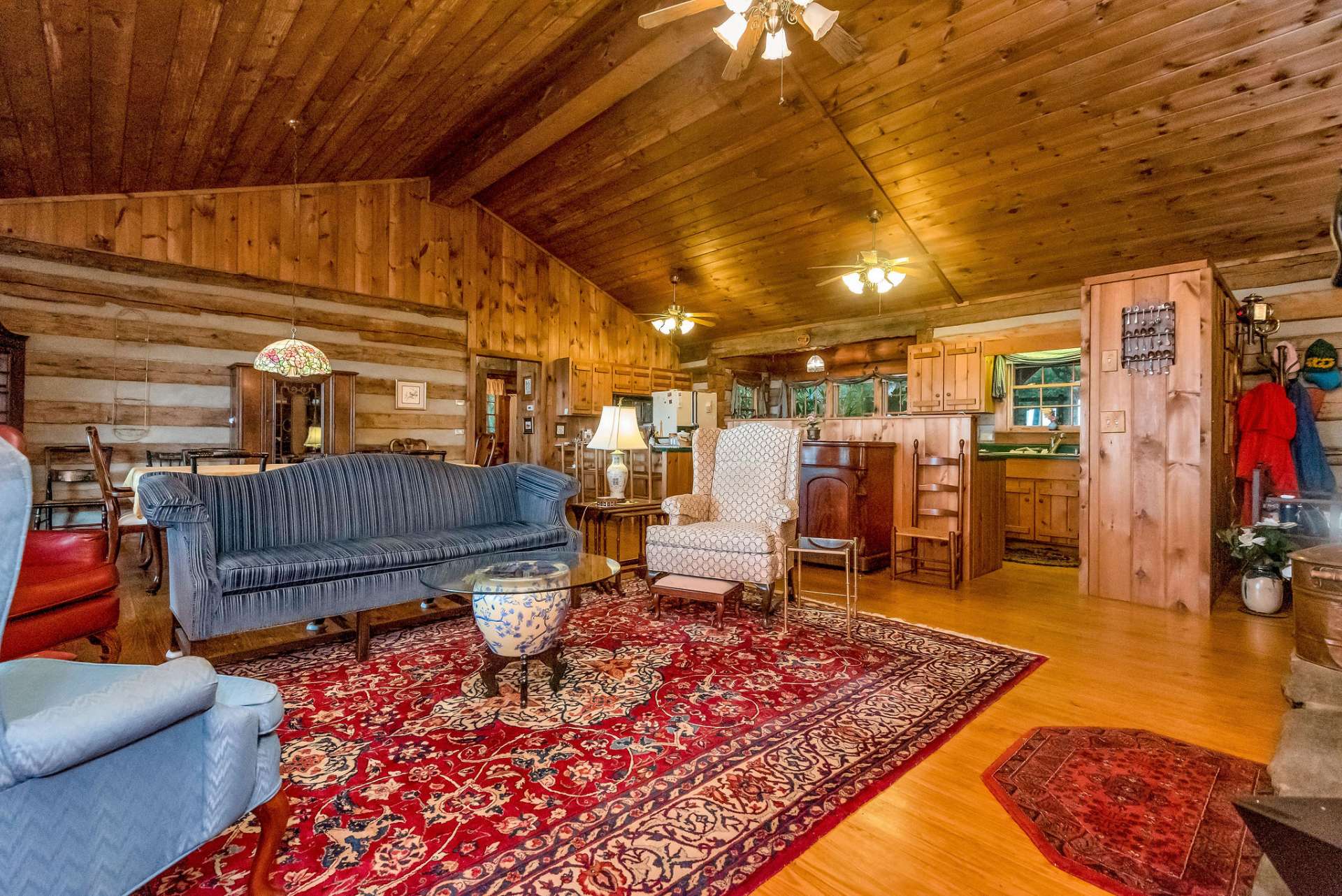 The great room features living room, kitchen, and dining area.