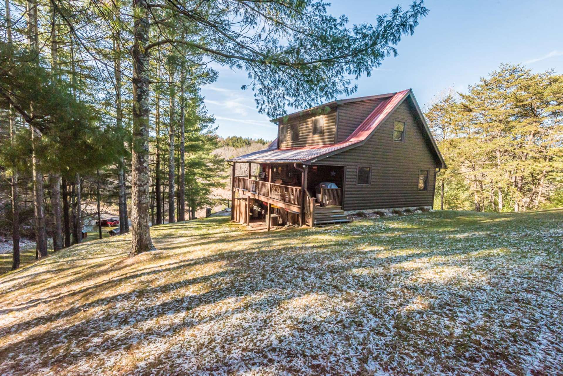 Private Mountain Retreat! This 3-bedroom, 3-bath log cabin is nestled on a peaceful 2+ acre setting in the beautifully maintained gated community of Prime Mountain Estates, in the Piney Creek area of Alleghany County in the North Carolina High Country.