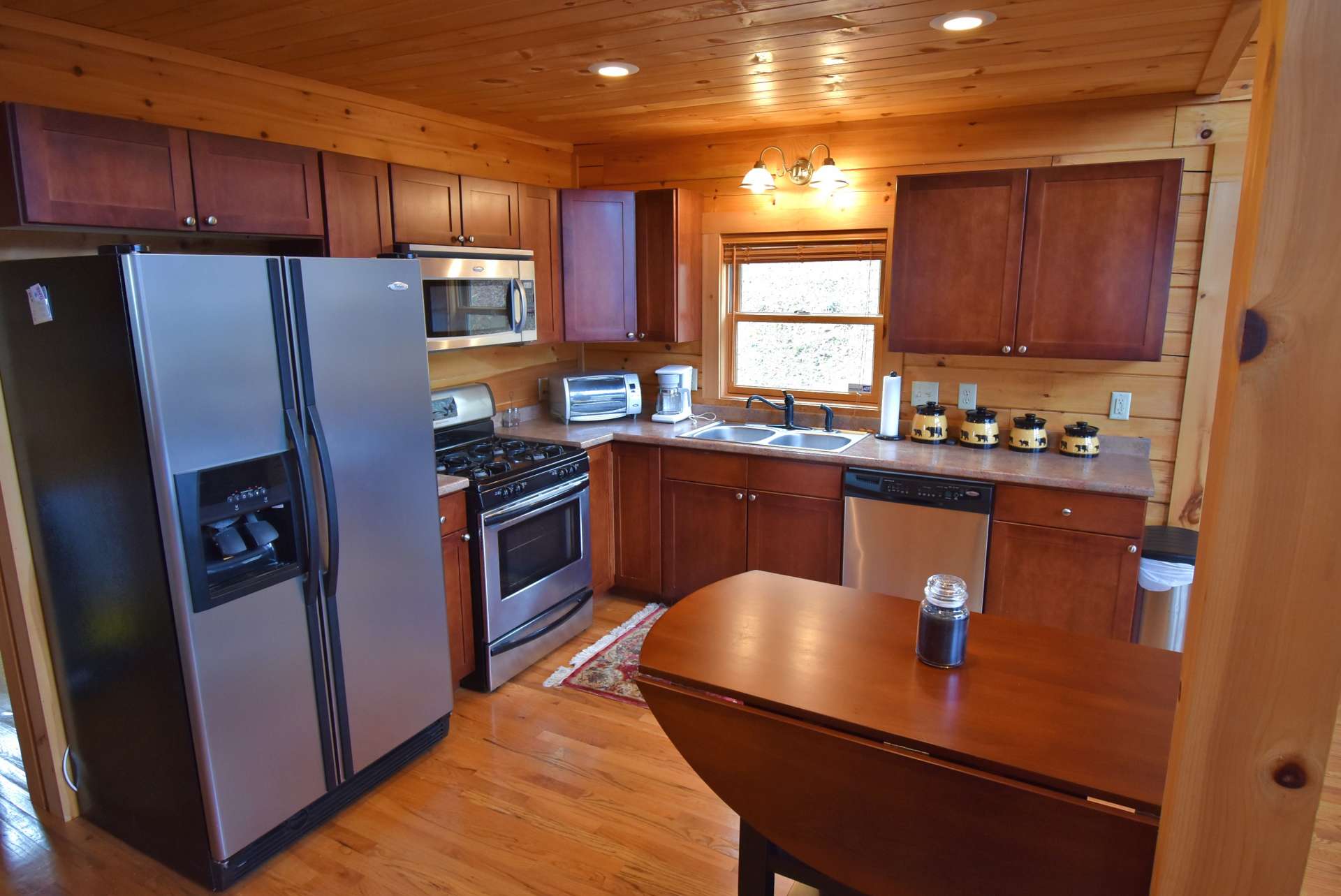 The kitchen is well appointed and offers ample work and storage space.