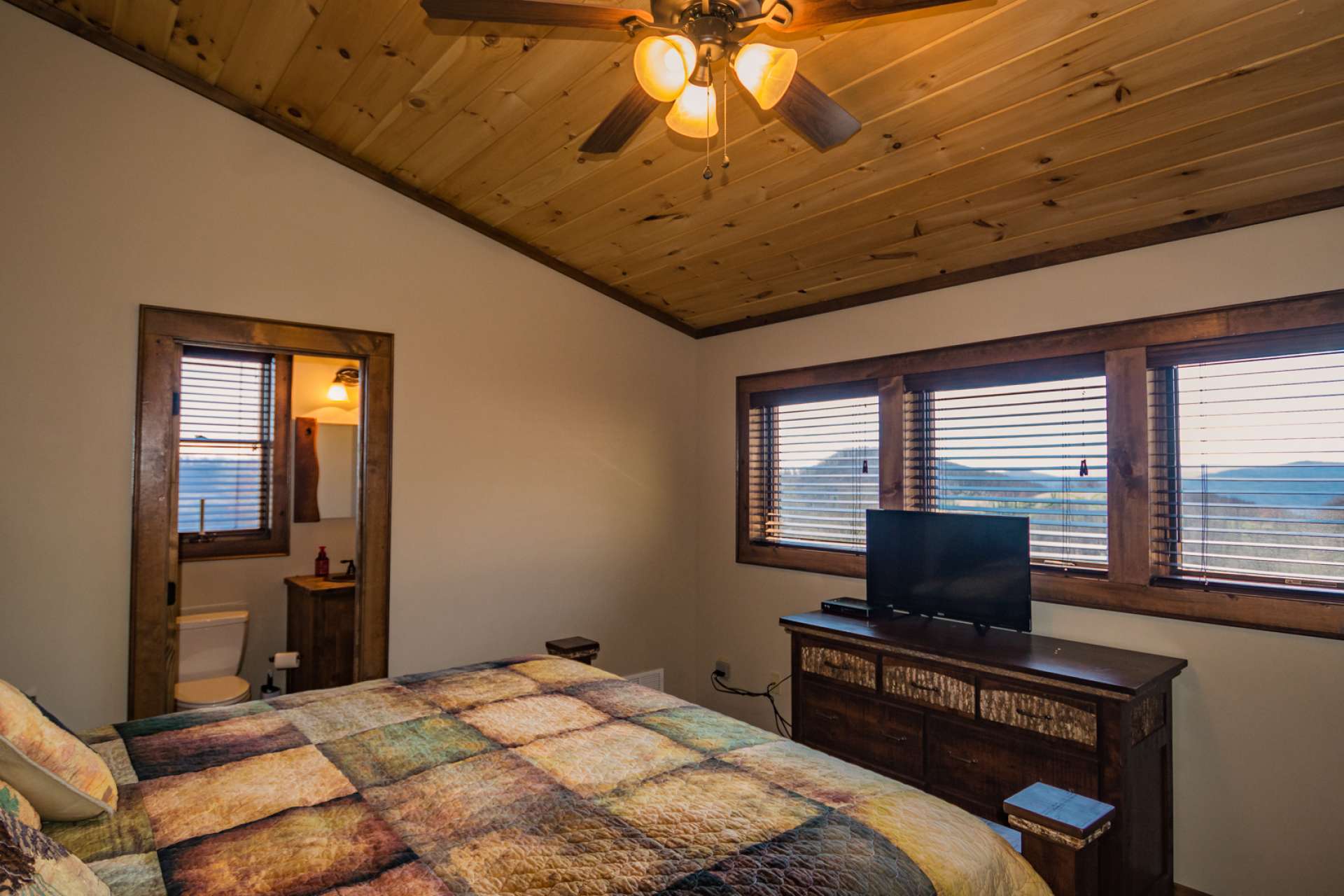 Each of the upper level guest bedrooms  enjoy indoor access to the views.