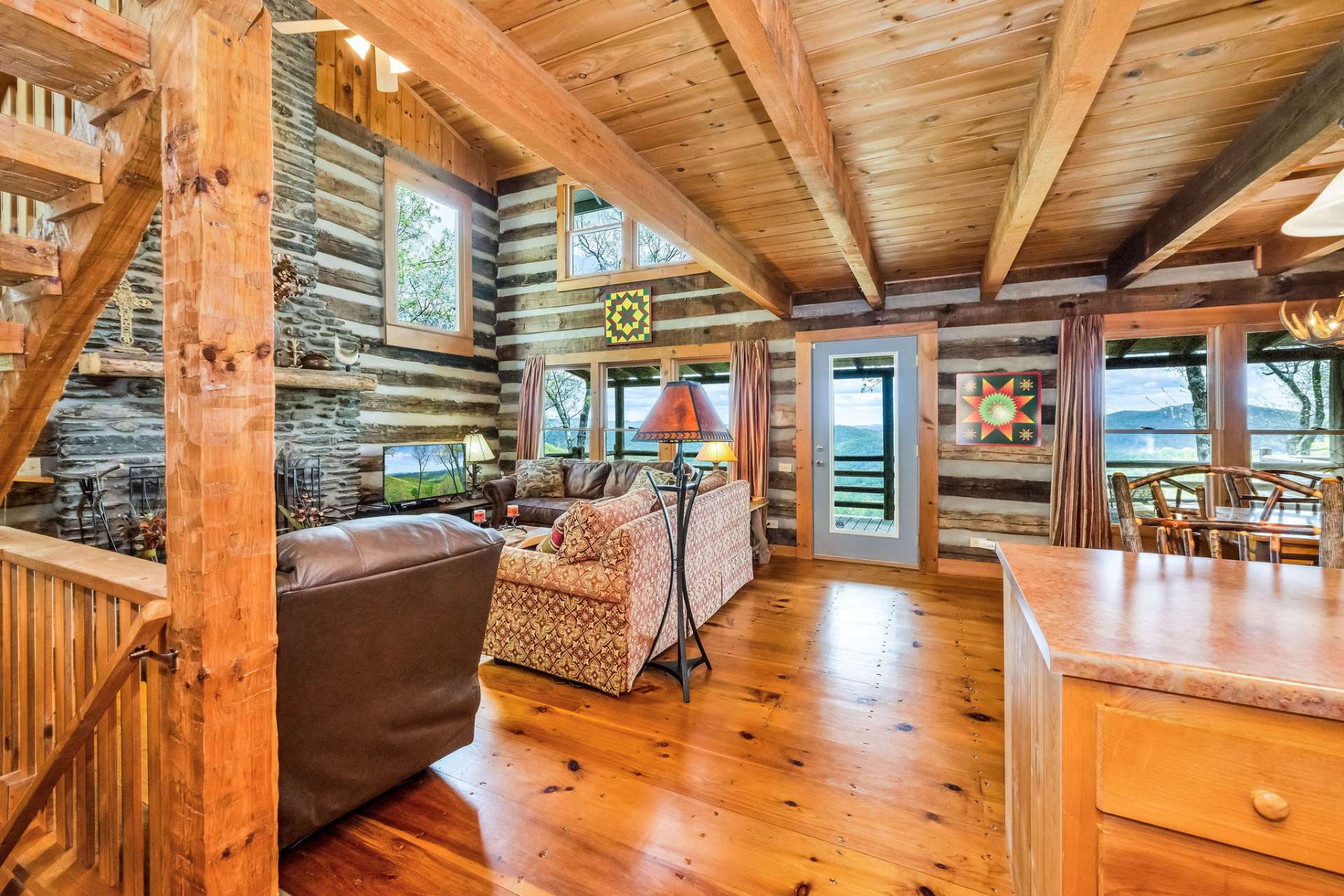 Come home to rustic charm and views from every window.