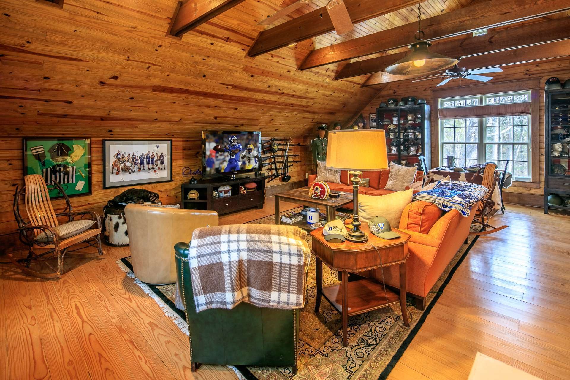 Currently used as the ultimate mancave, the bonus room over the 2-car garage carries on the craftsman detailing and offers a great area for fourth bedroom, game room, den and/or studio.