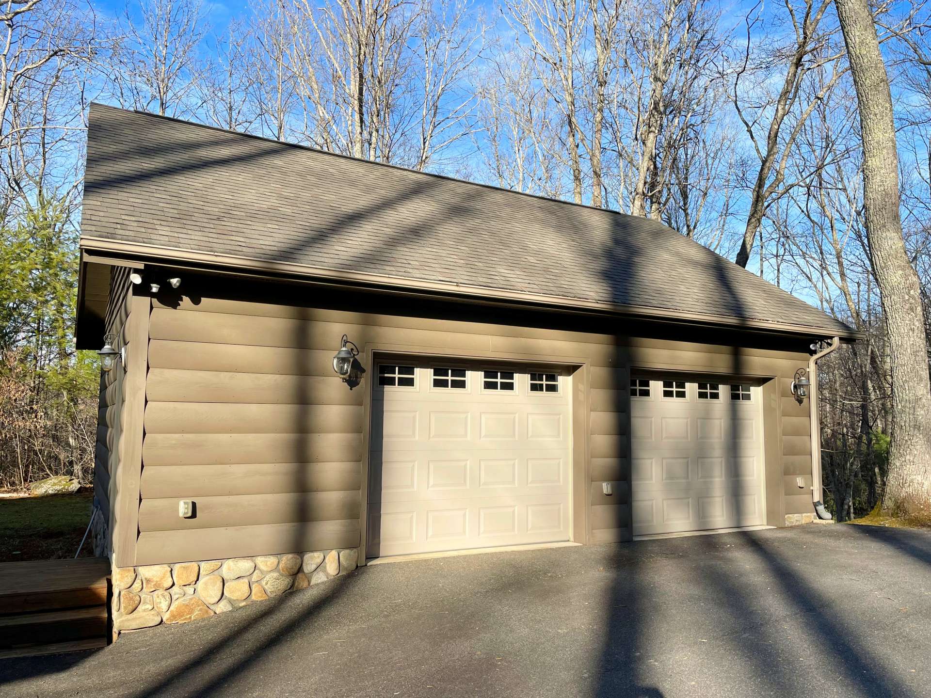 Spacious 720 sq ft garage with workshop space.