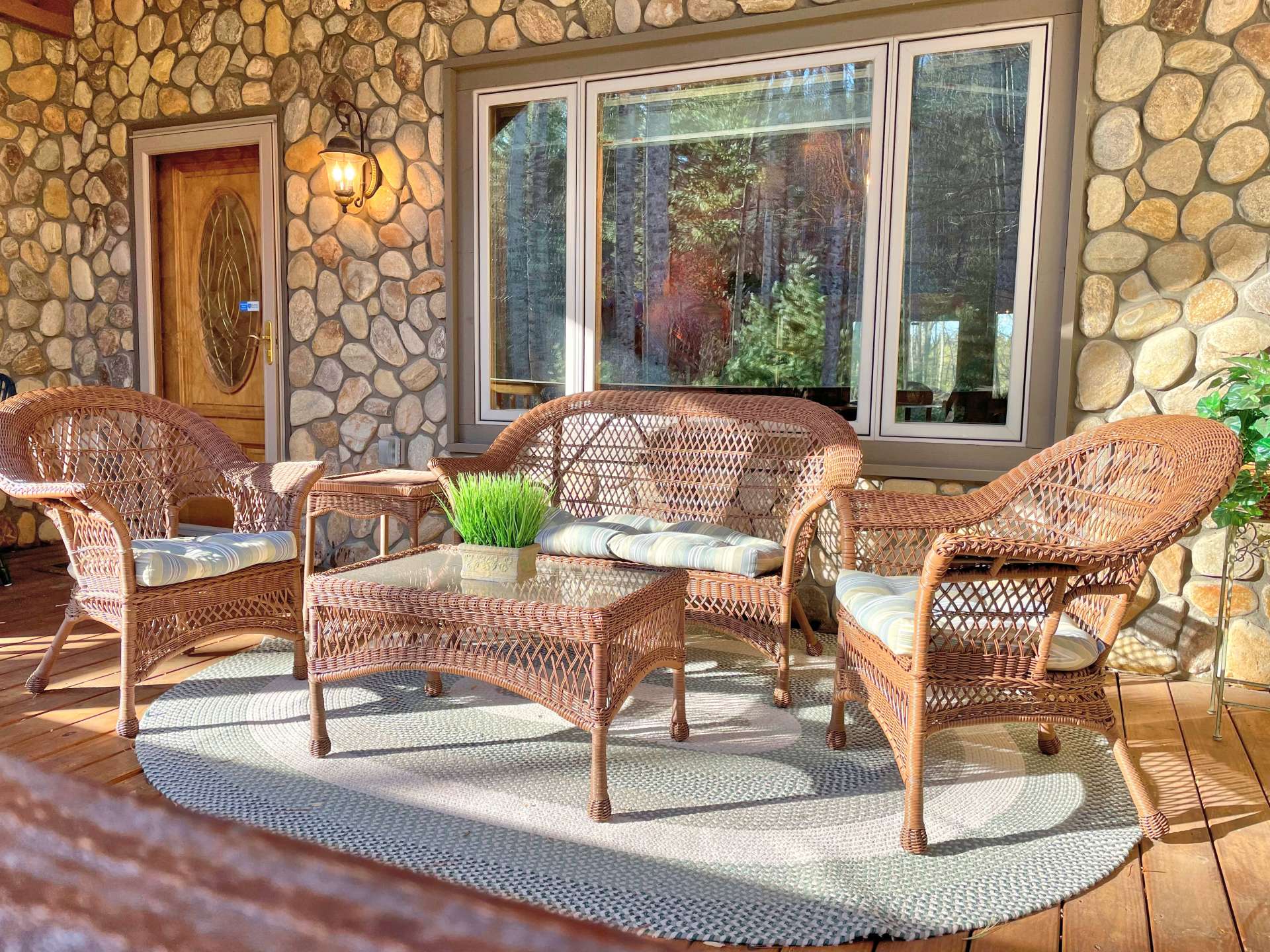 Inviting front porch to watch the sunset.