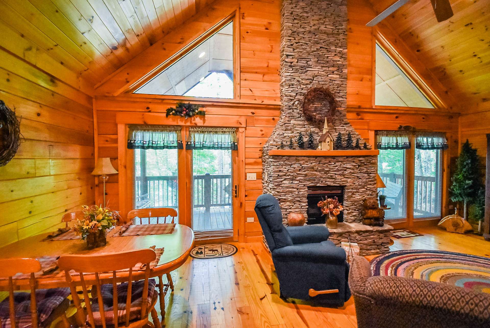 The great room offers easy access to the covered porch.
