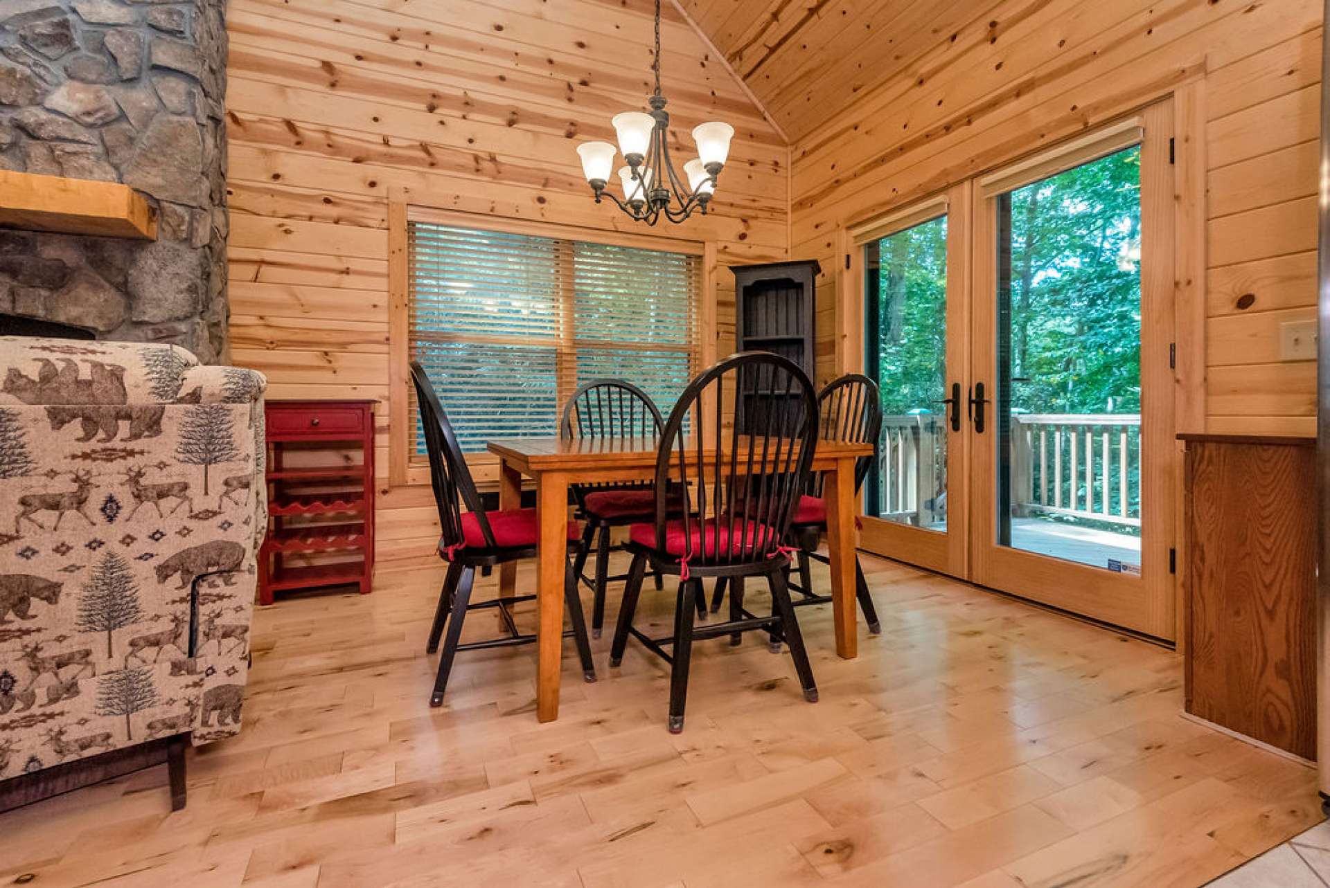 Dining area leads to the back deck.