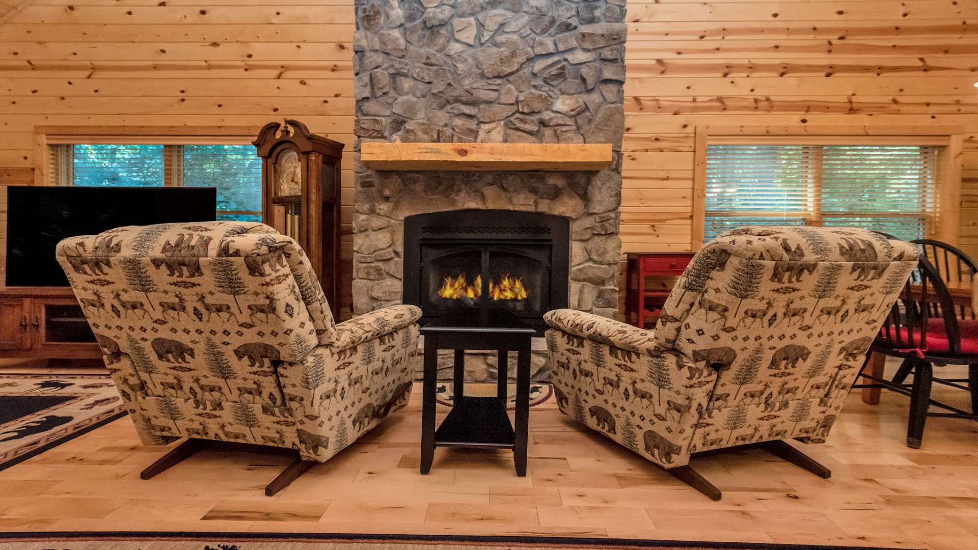 Cozy up and share your day in front of the gas-burning fireplace.