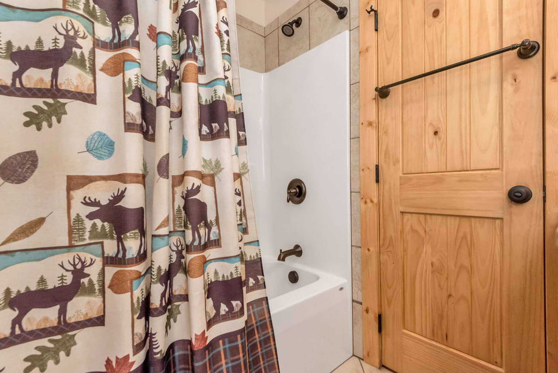 This bath has a tub/shower combo.