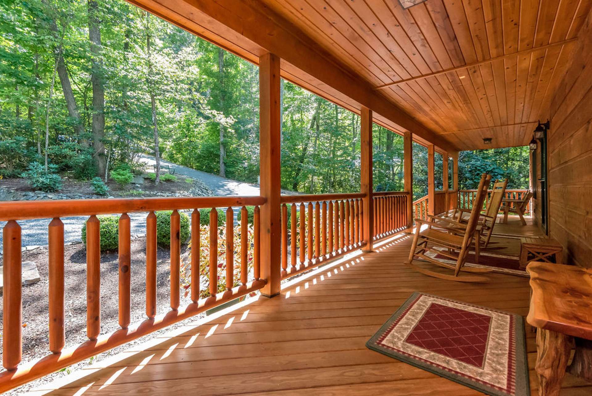 Rock into the night on this covered front porch.