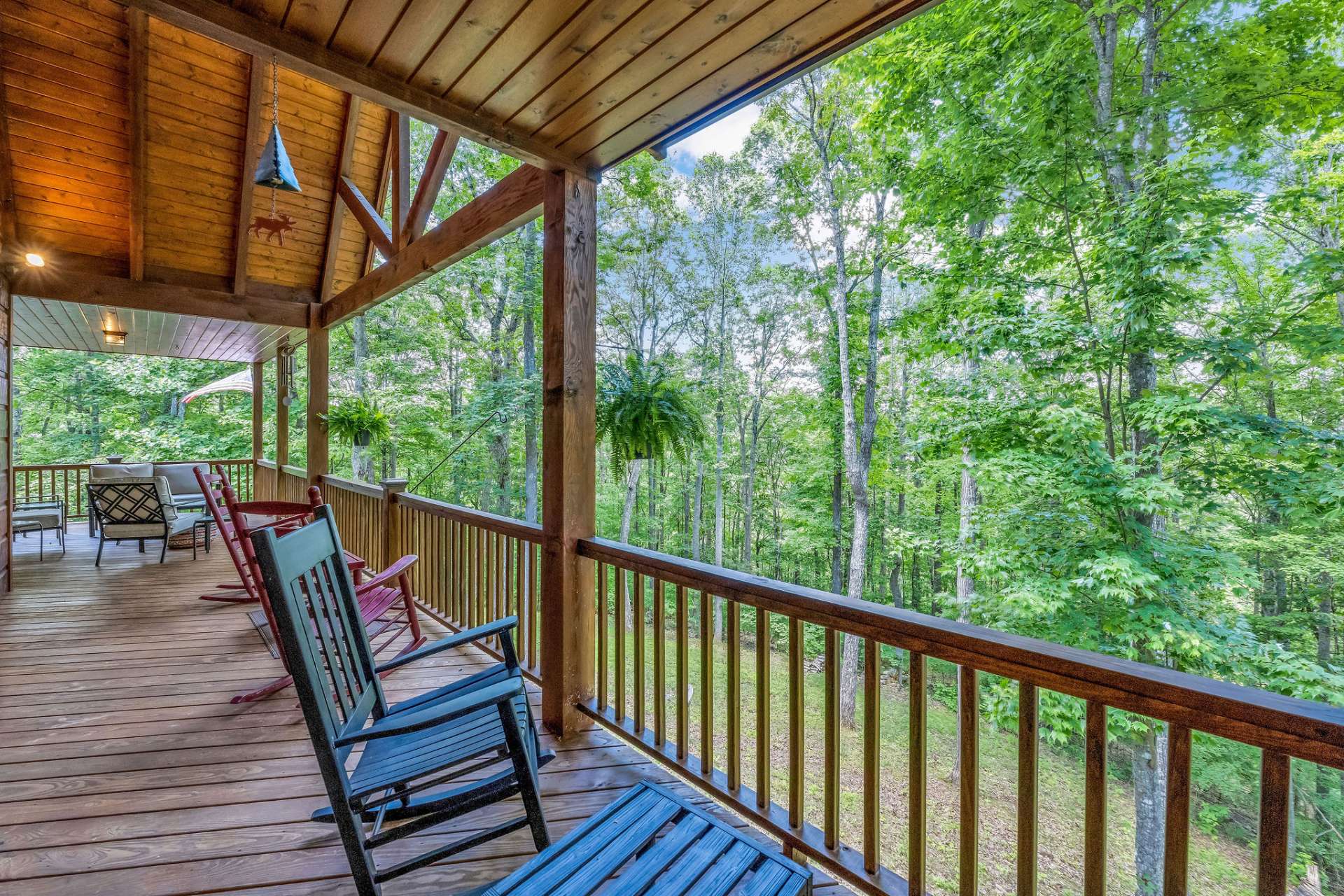 There’s no better way to unwind than rocking to nature’s lullaby on a quiet mountain porch.