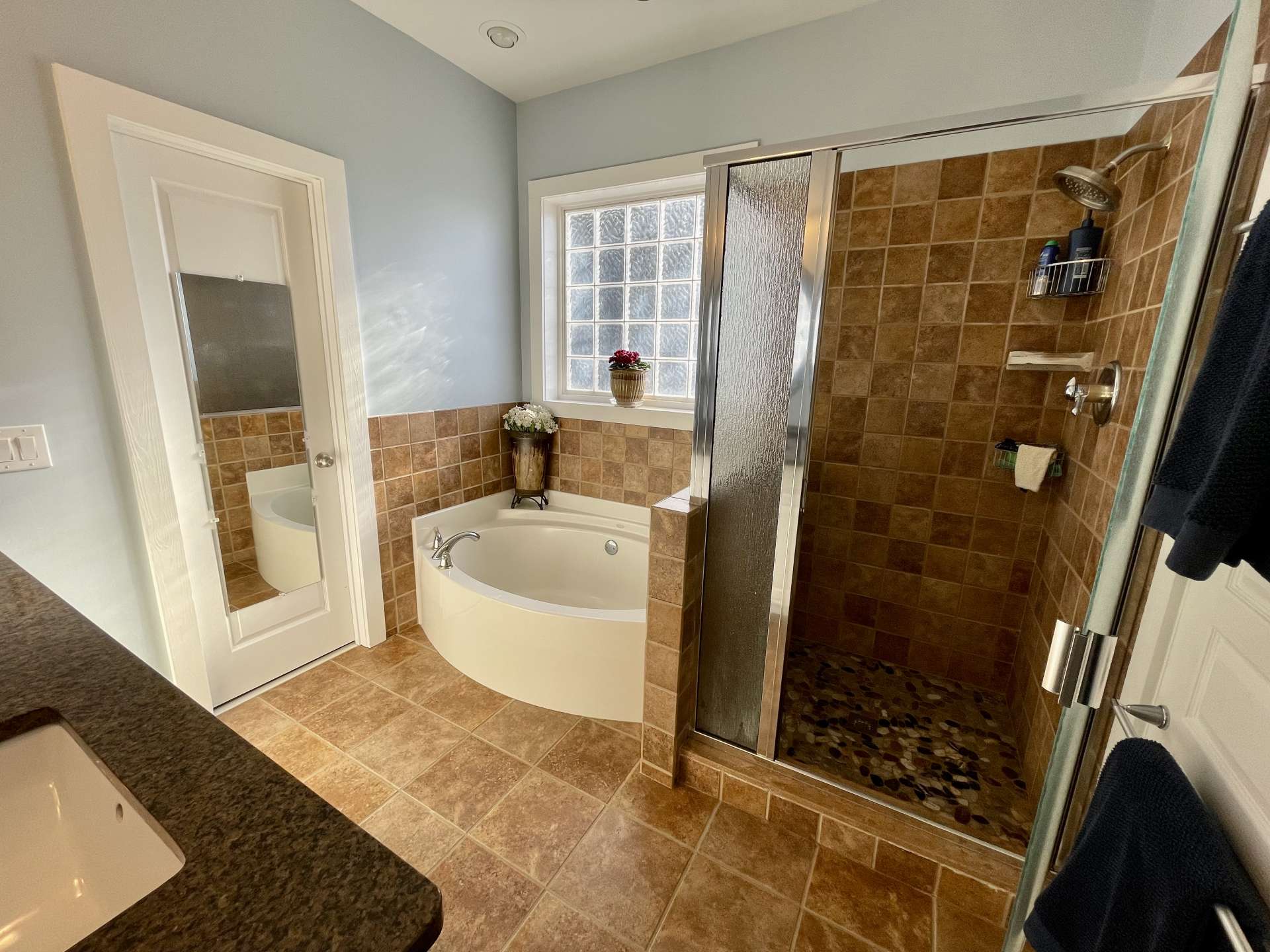 Primary Bath with tub and shower.