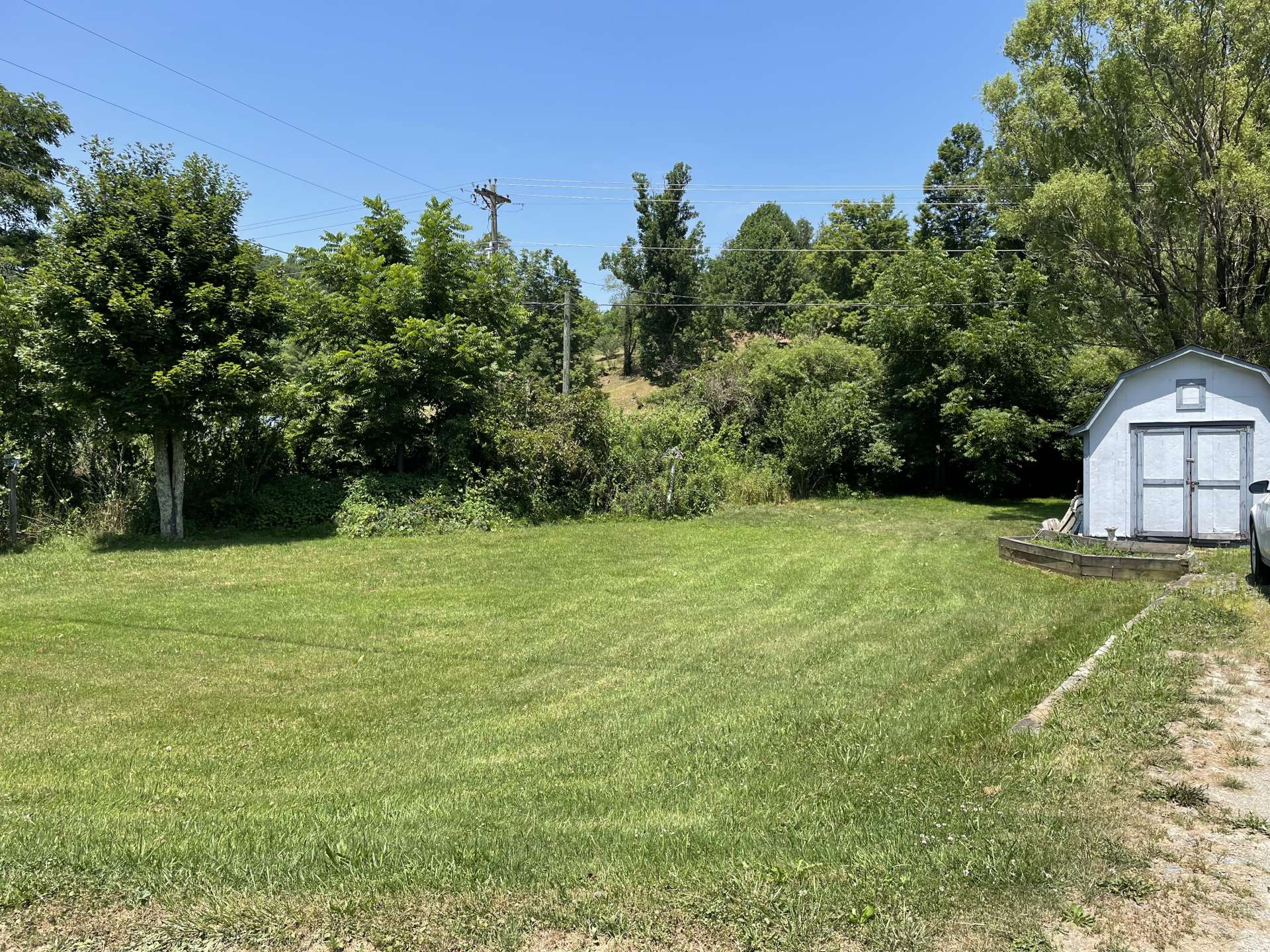 Large yard beside the house.