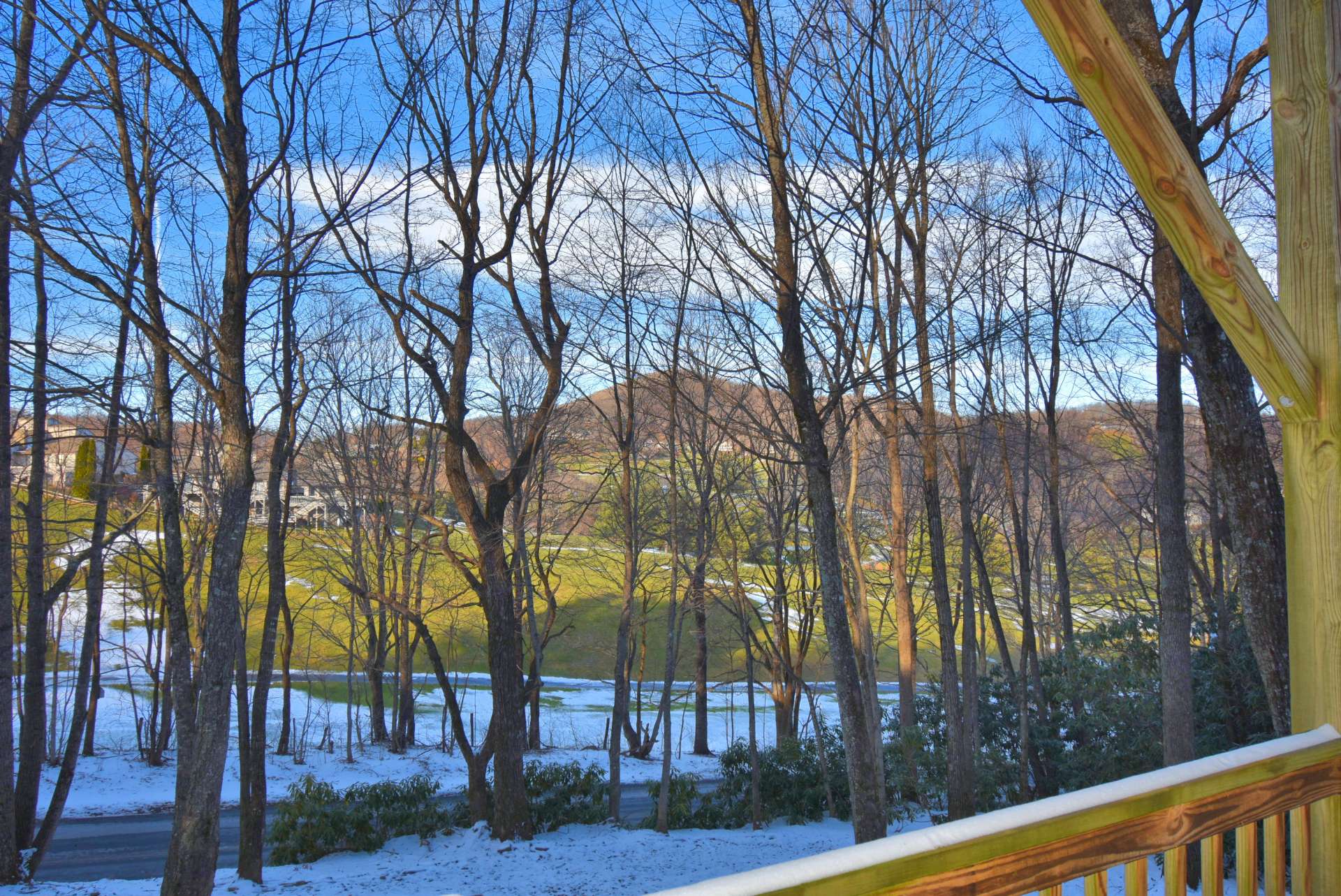 Overnight guests will enjoy seasonal views of Mountain Aire Golf Course from the lower level deck.