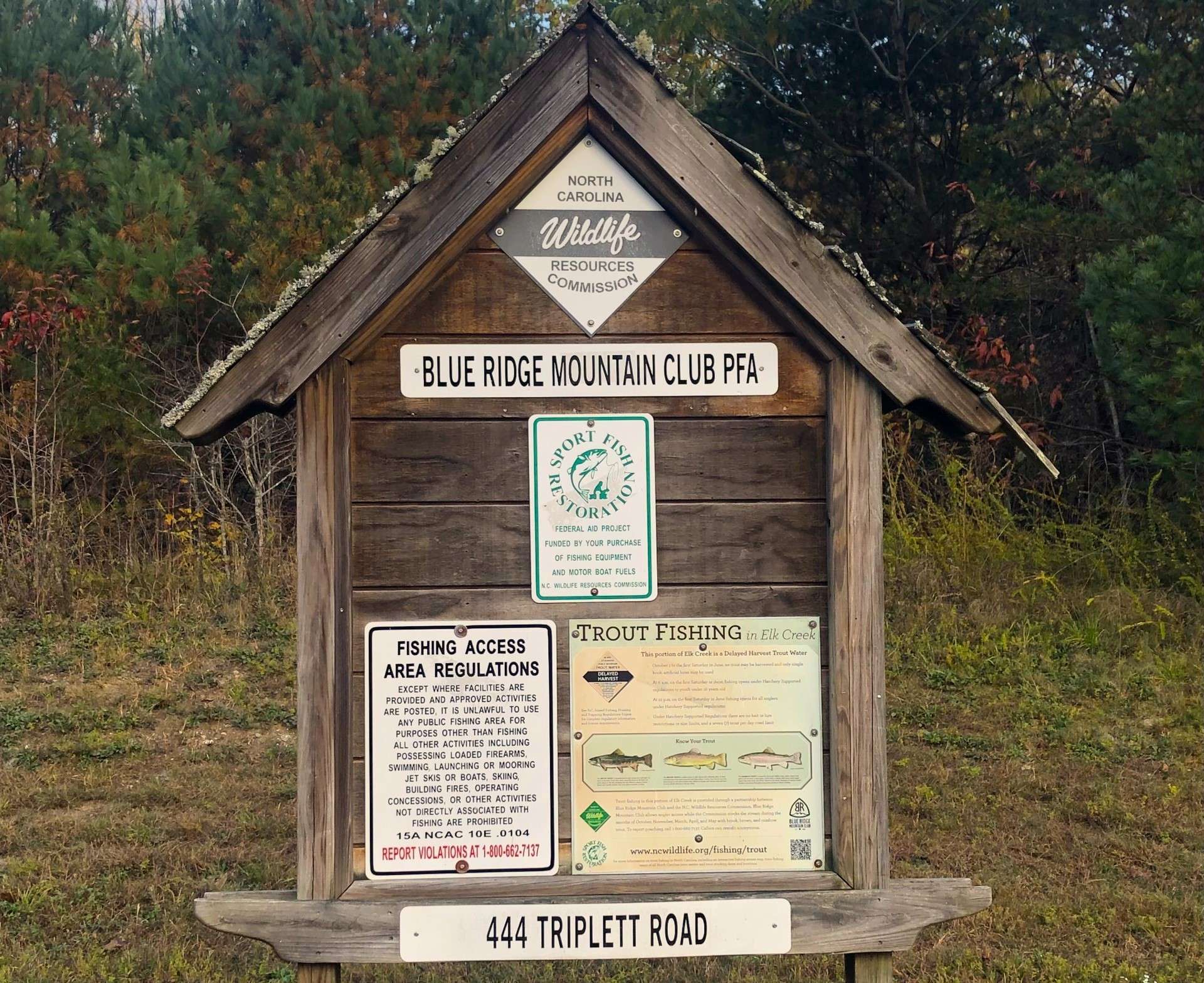 Elk Creek Fishing Area just beyond the south gate