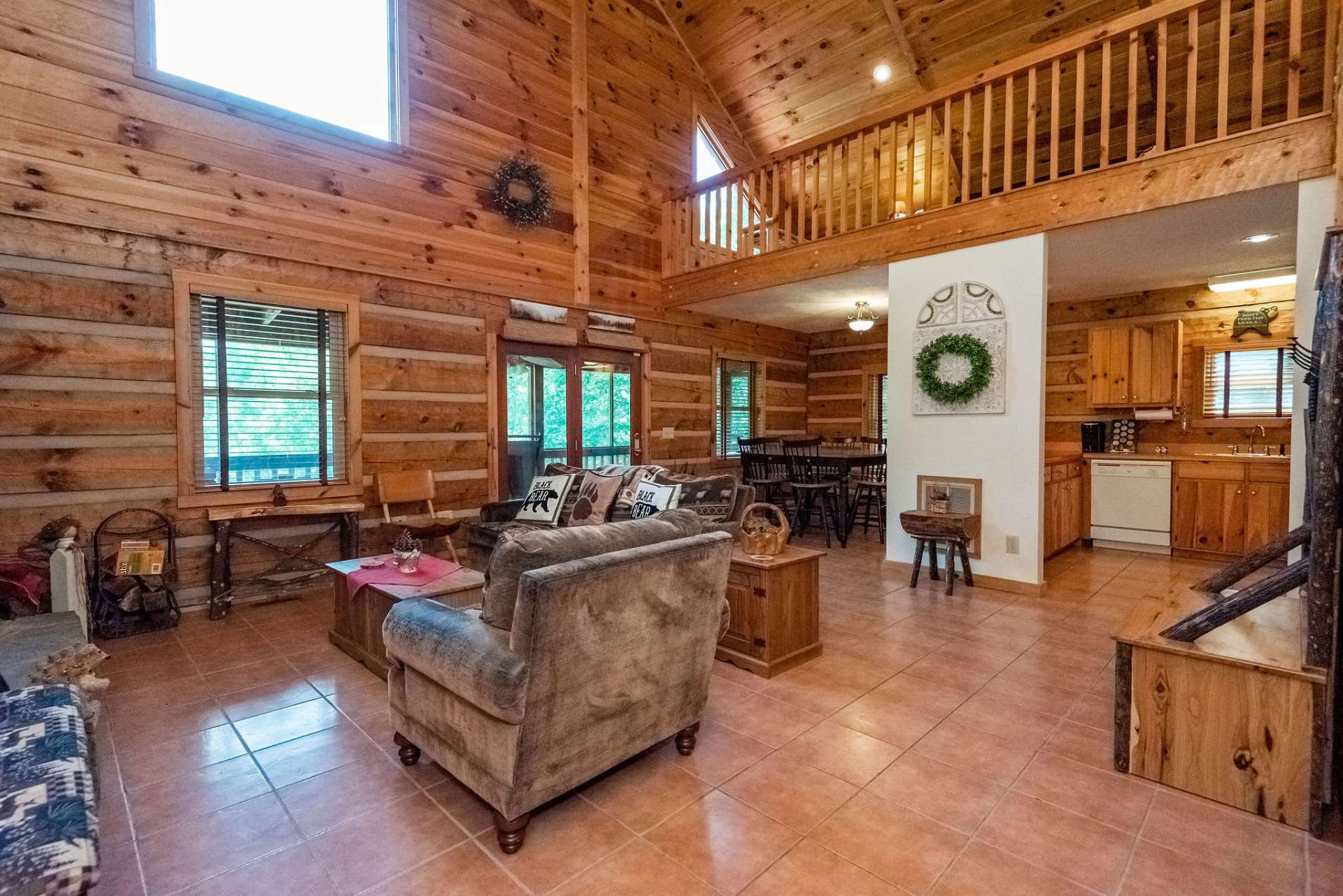 French doors lead to the screened in porch area.