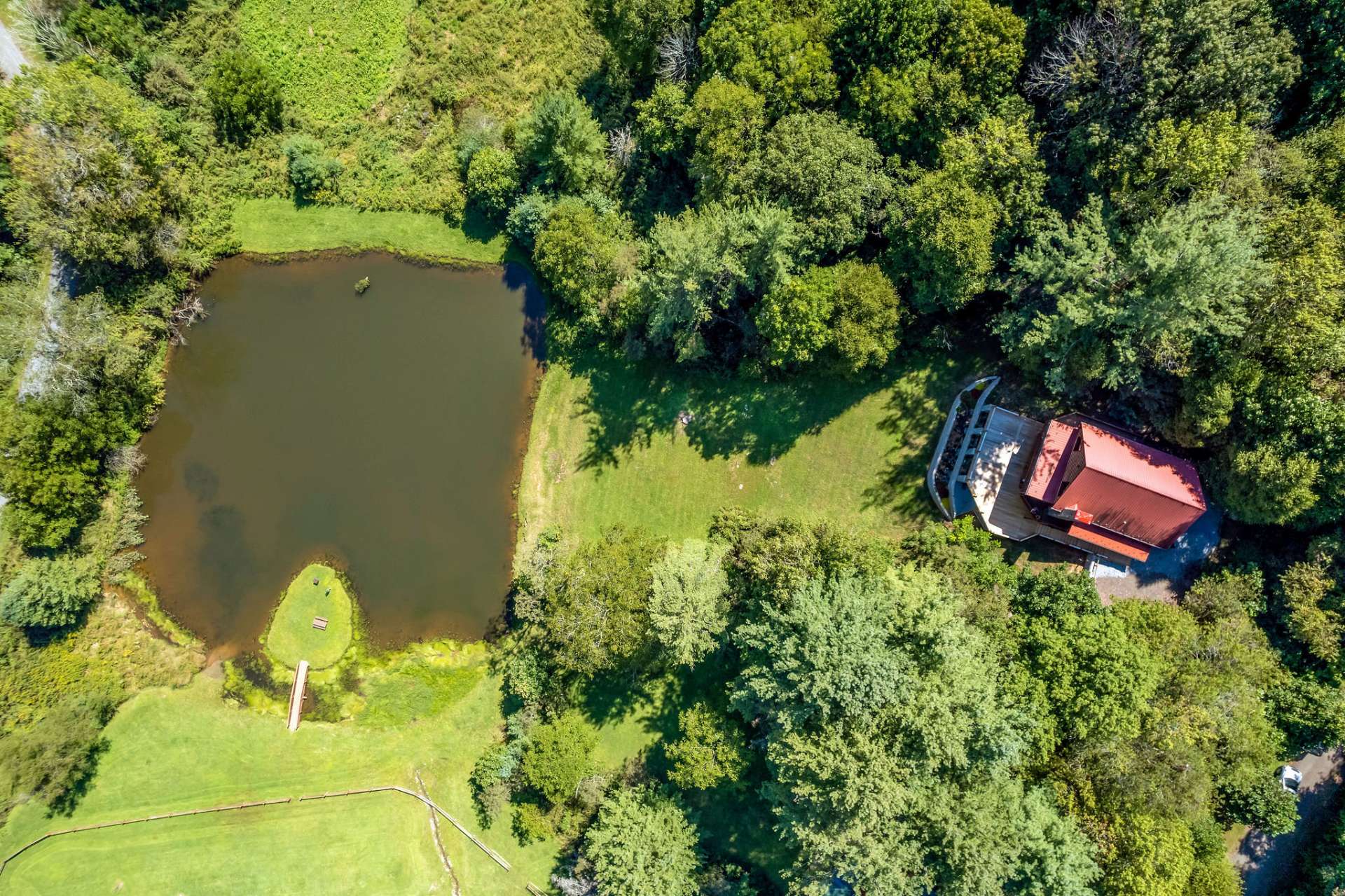 Bird's eye view showing your private setting in mountains.