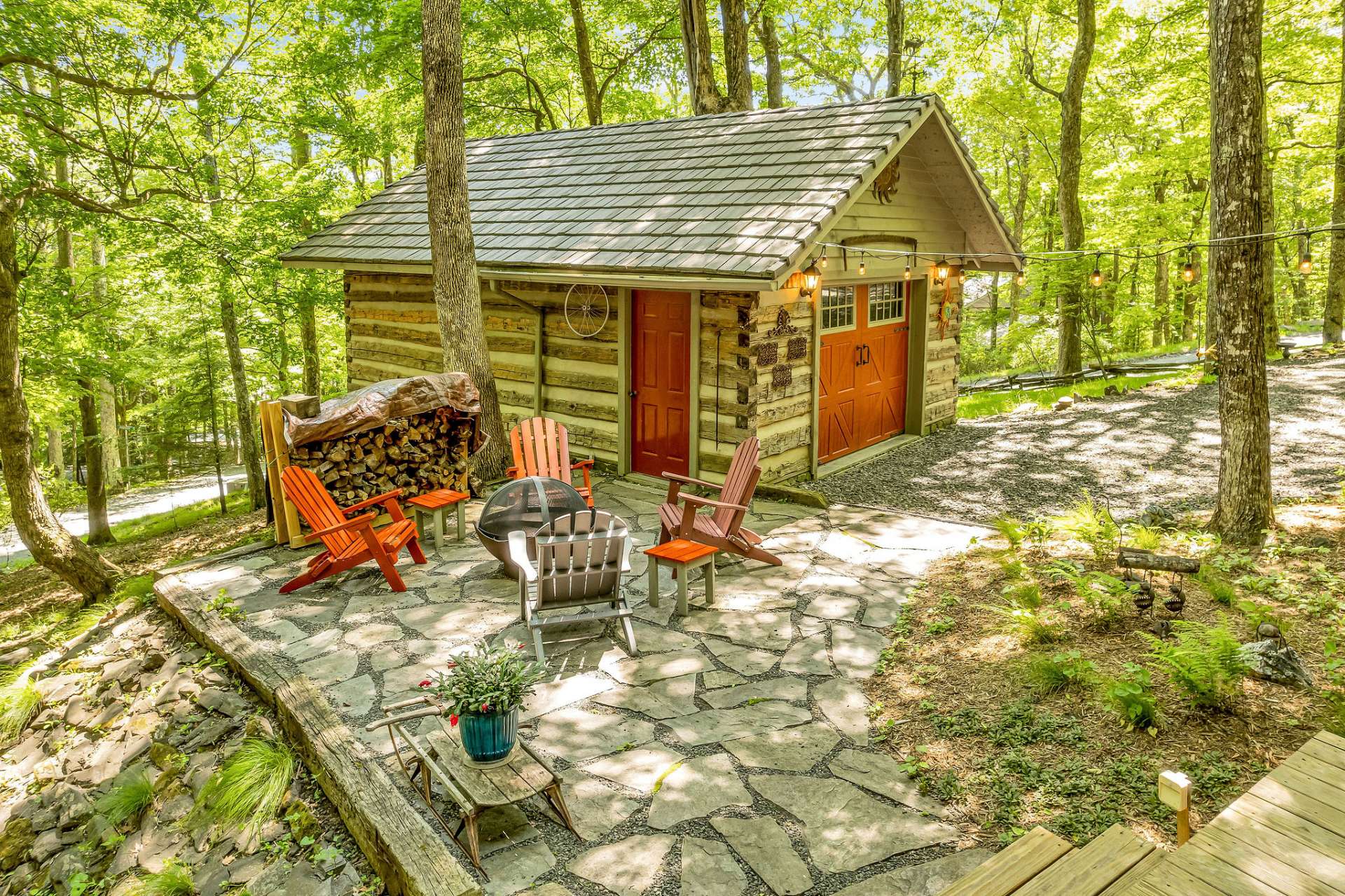 The flagstone patio with a firepit will be the evening gathering spot for neighbors to gather.