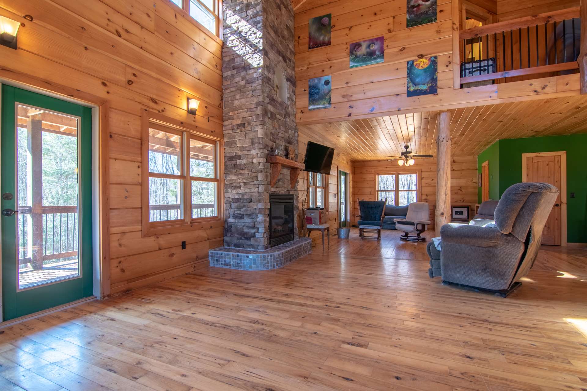 French doors provide easy access to and from the covered deck when dining and entertaining outdoors.