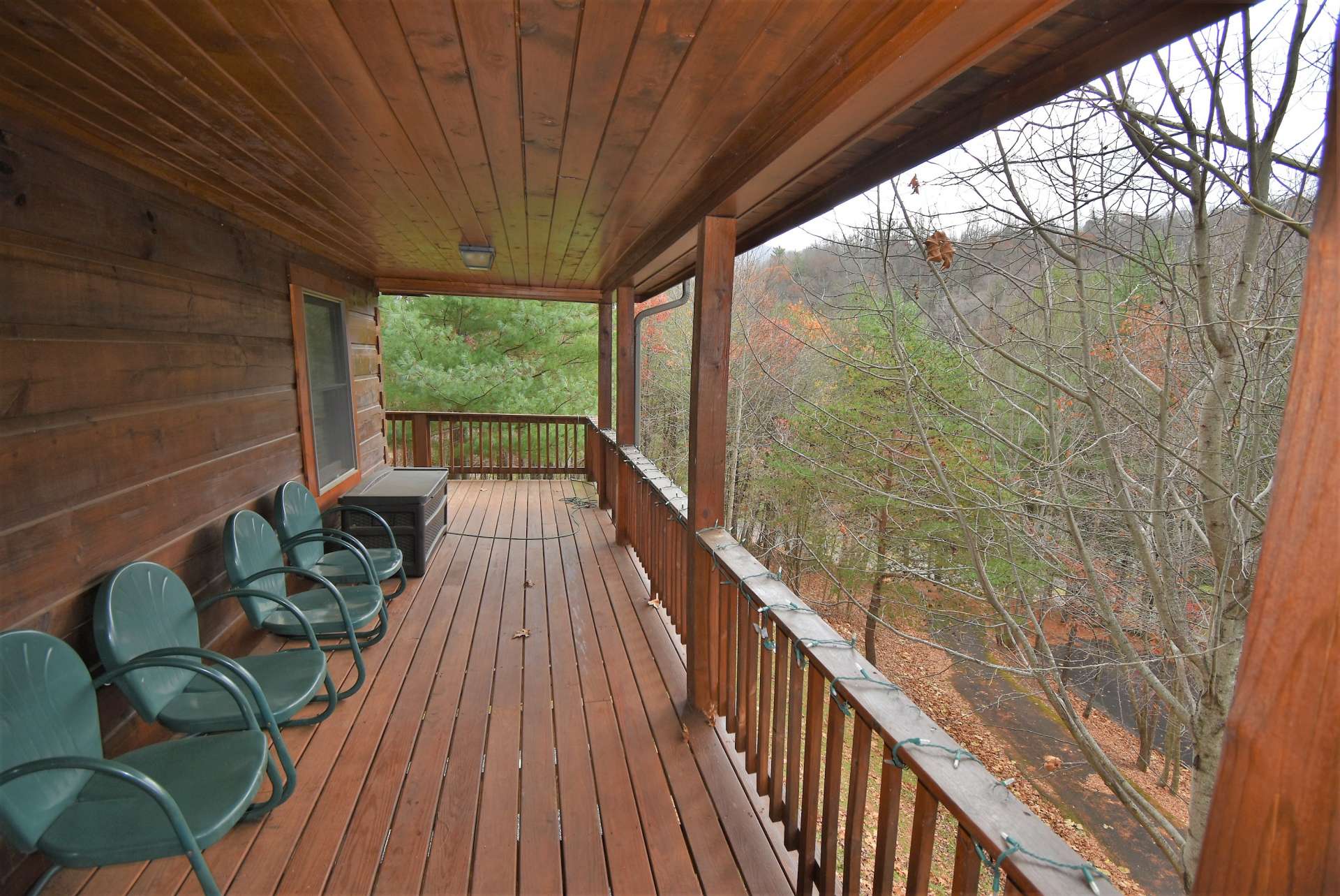Relax on the covered deck and listen to the sounds of the river below.