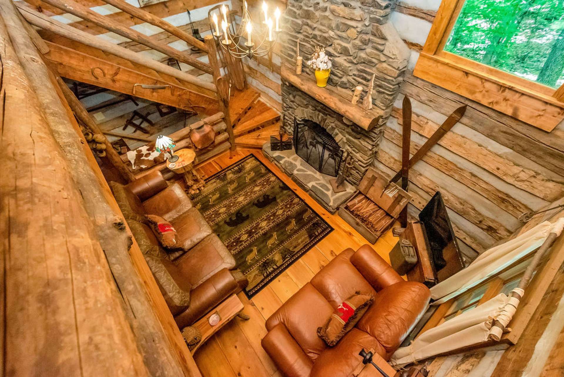 Loft view looking down over great room.