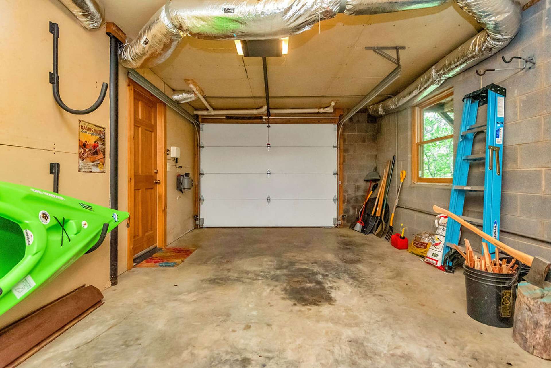 One car garage offers storage for your mountain toys.