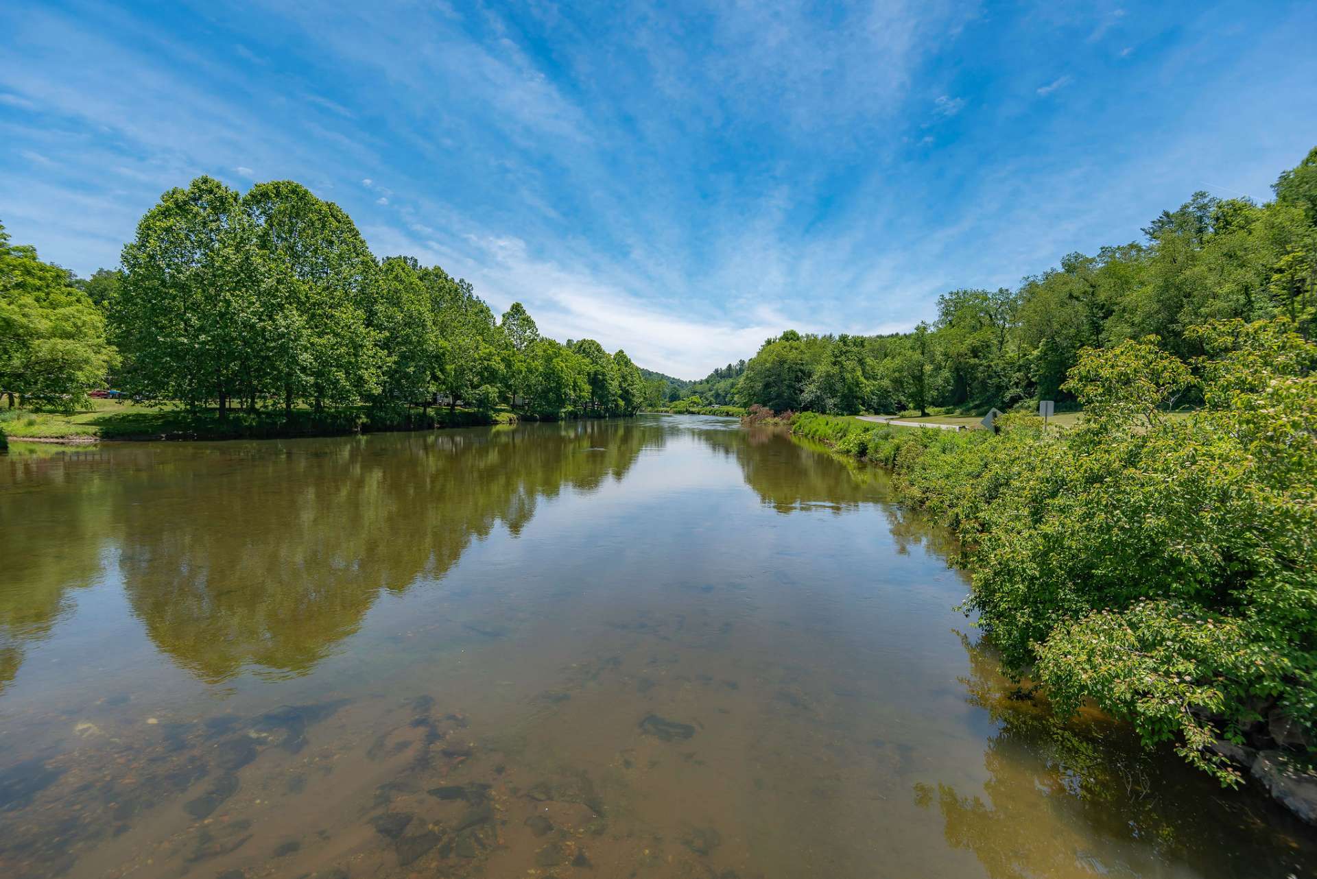 Enjoy a fun filled day on the New River which is just across the road. Easy public access to the water is less than a mile away from the property.  This photo taken at the Kings Creek Bridge and State Park access area by the bridge.