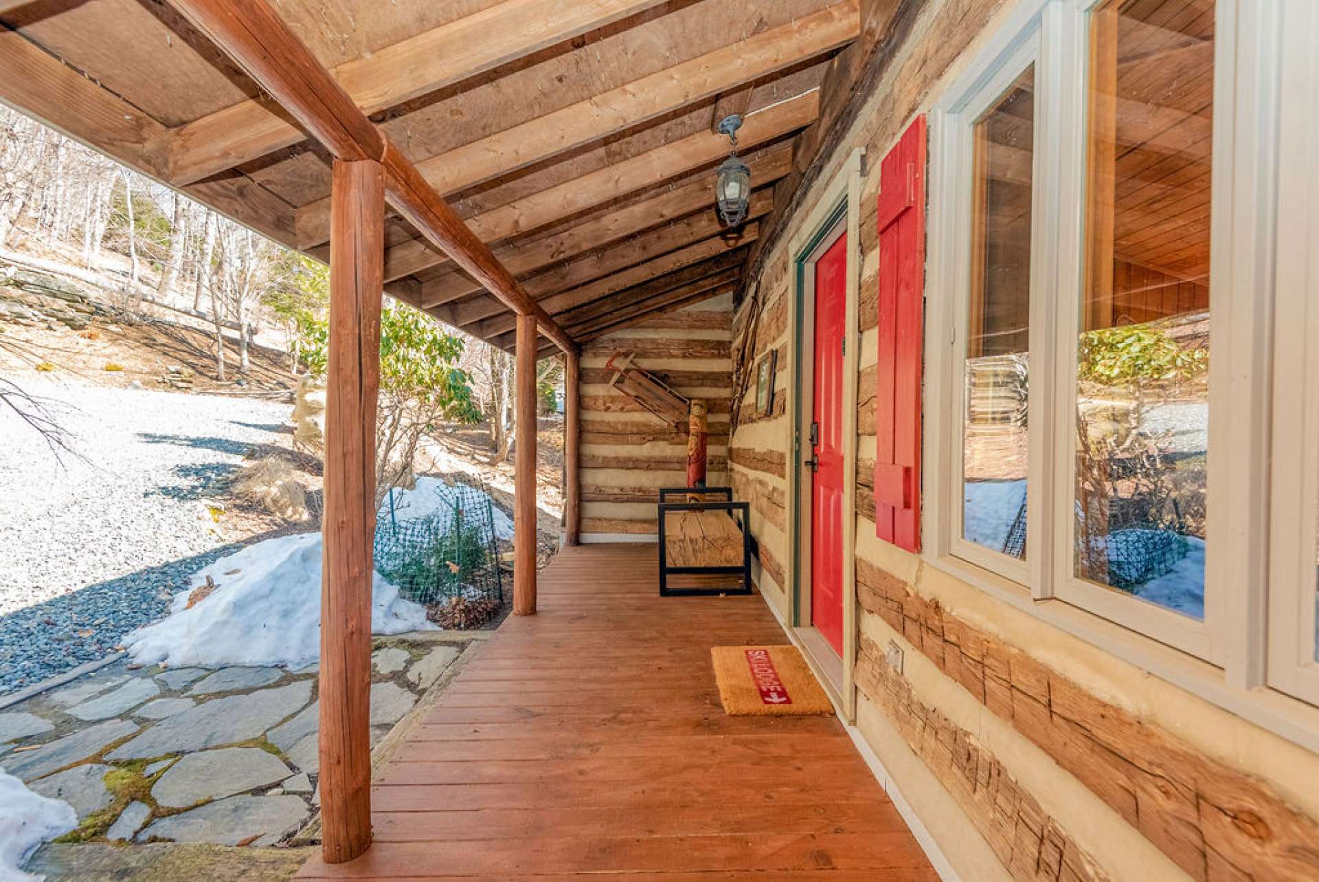 Flagstone walkway provides an easy level entrance to welcome you home.