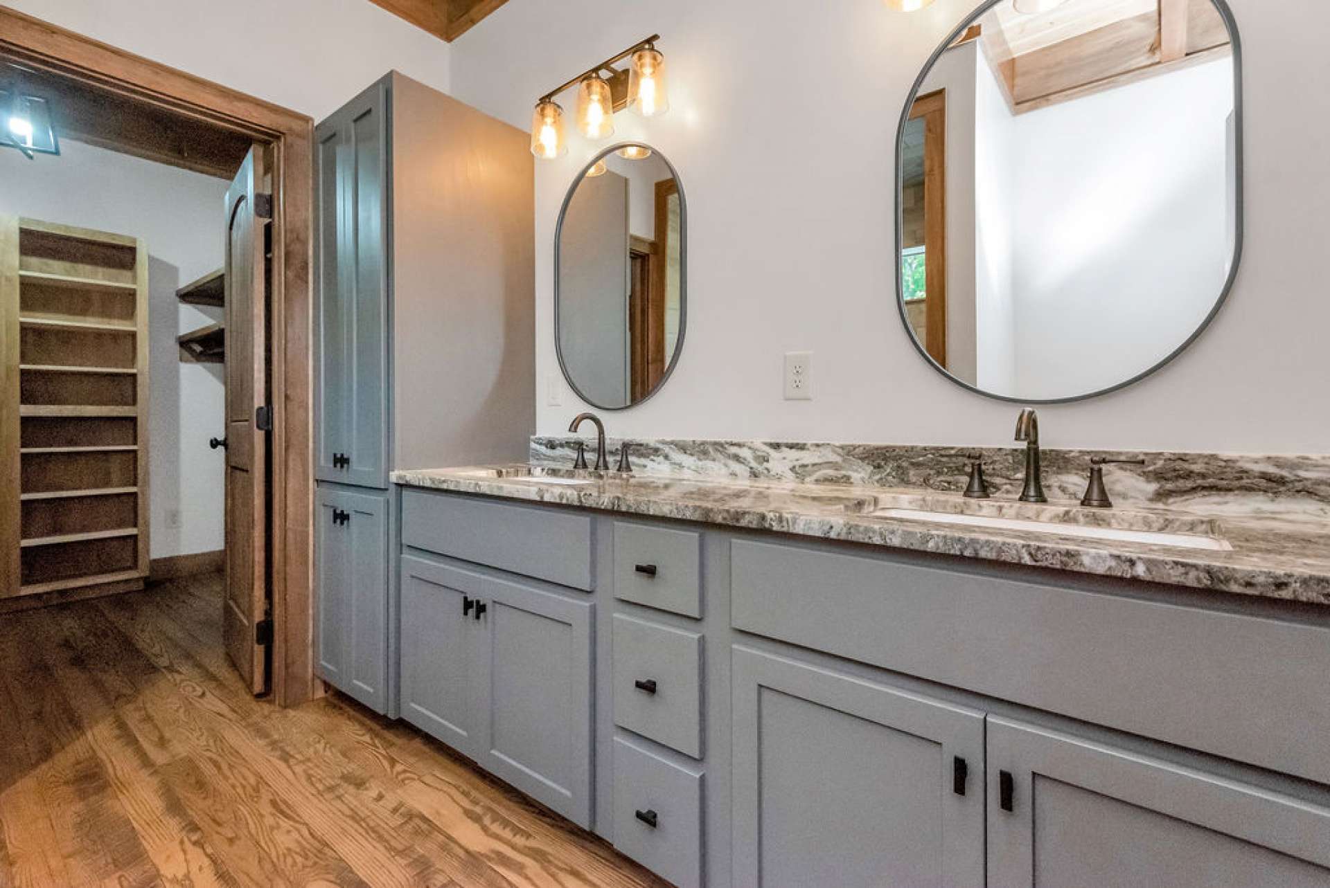 Master bath offers 7' double vanity with granite top...