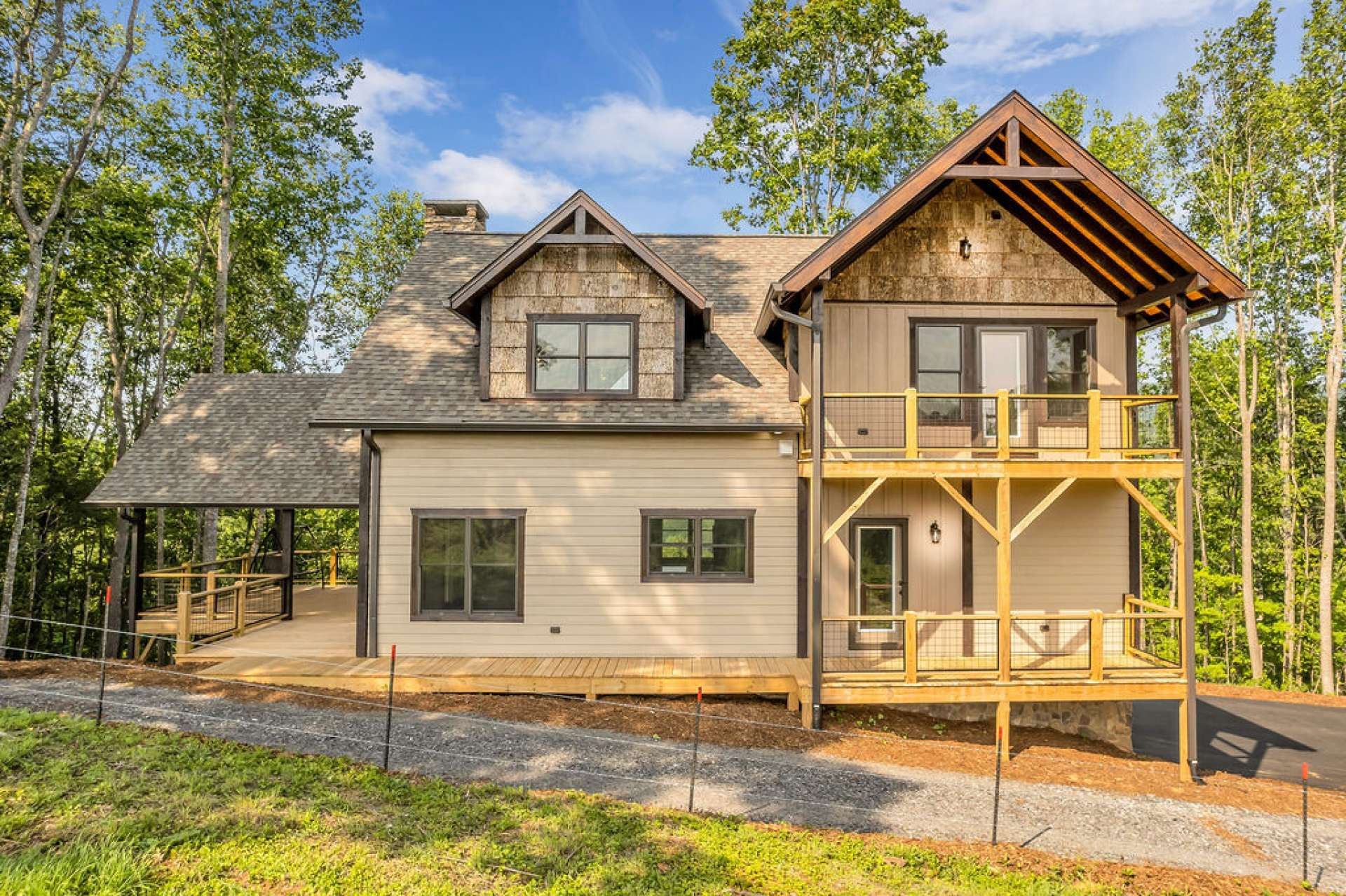 The back of this custom home is as attractive as the front.