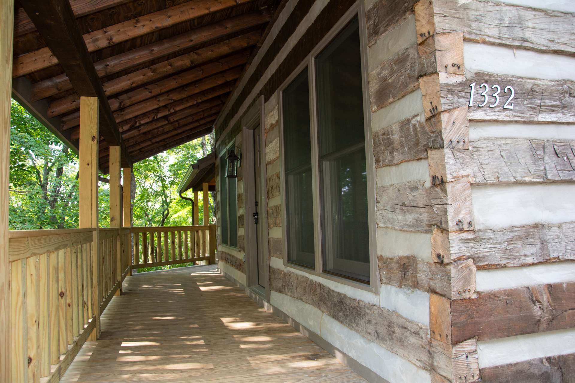 The covered front porch is ideal for rocking chairs.