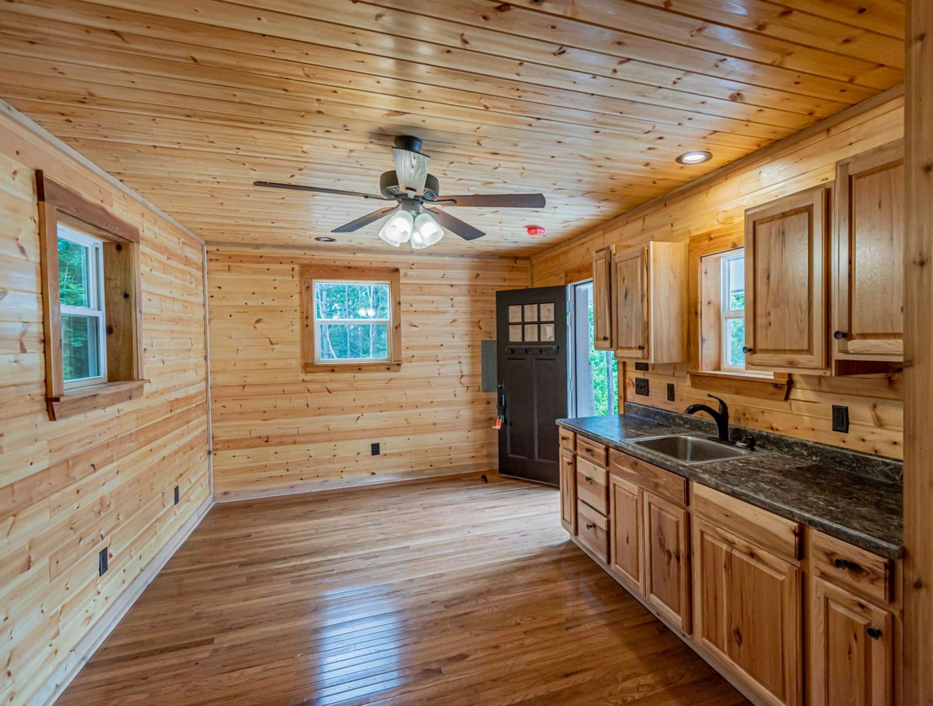 Second living quarters is 12' by 16' and offers space for bed,  a kitchenette, and a full bath.  This private space will thrill your overnight guests.