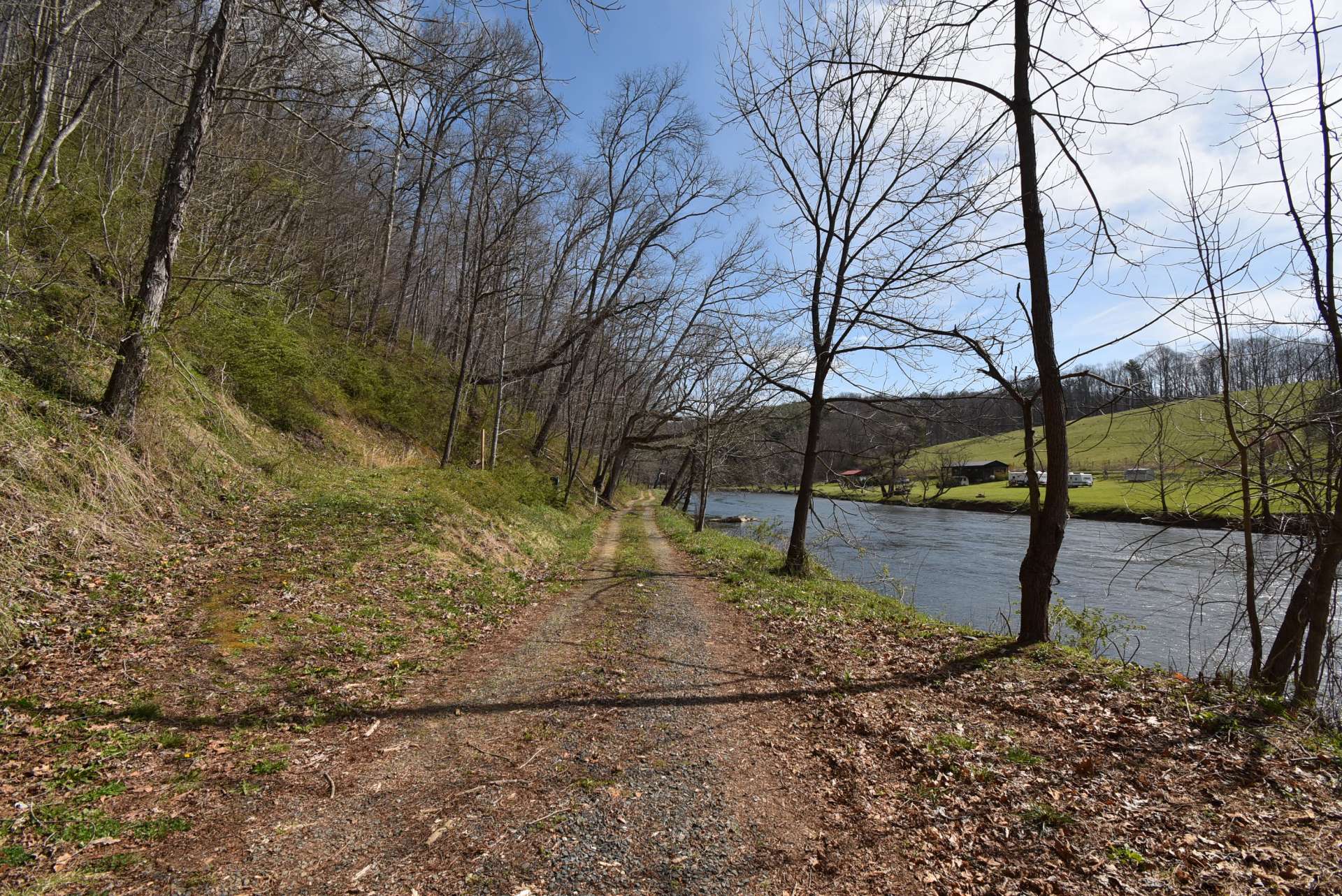 You will enjoy the peaceful drive along the  New River  through North River Estates to reach this NC Mountain homesite.