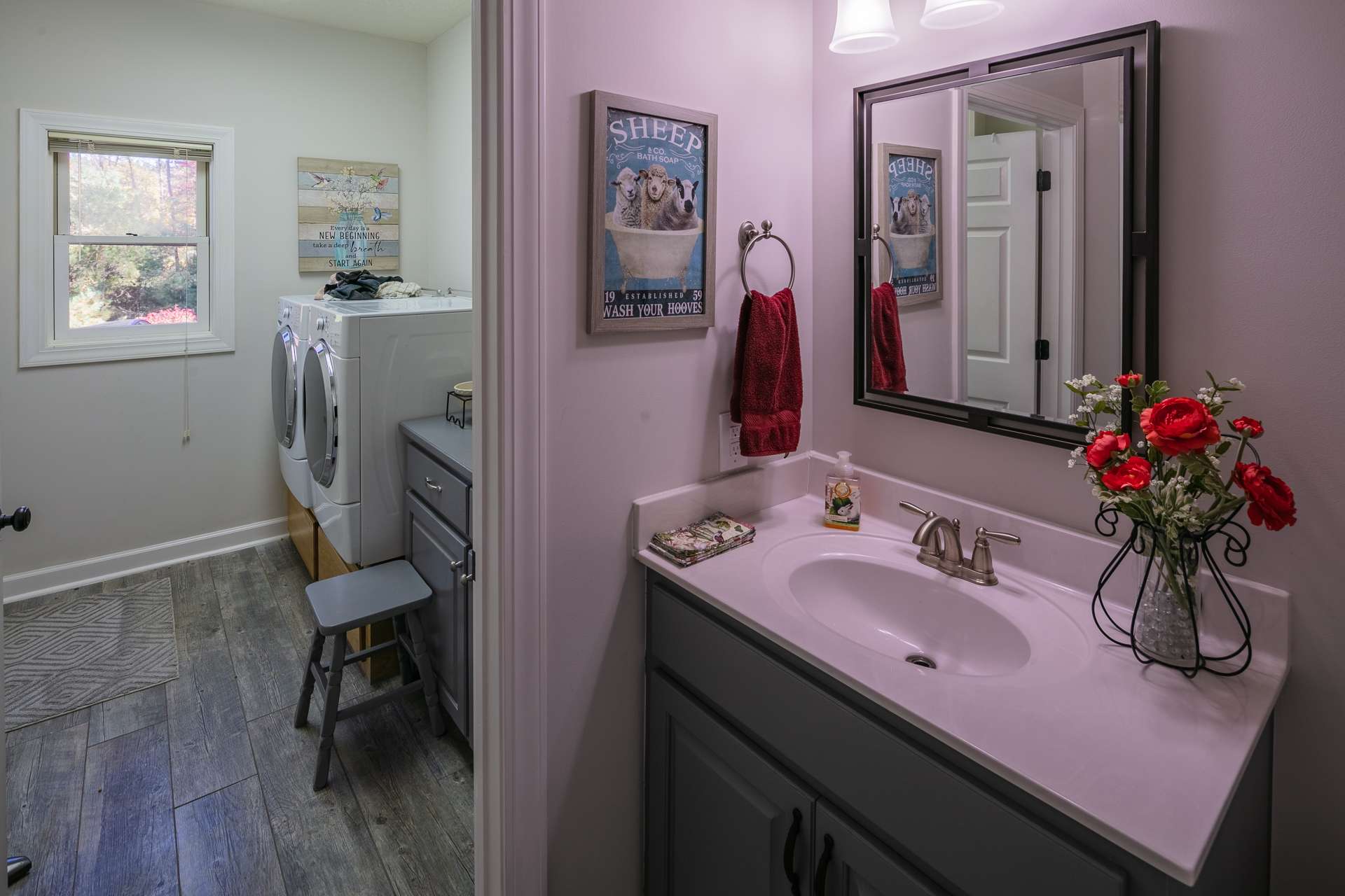 The laundry room with full bath completes the main level.