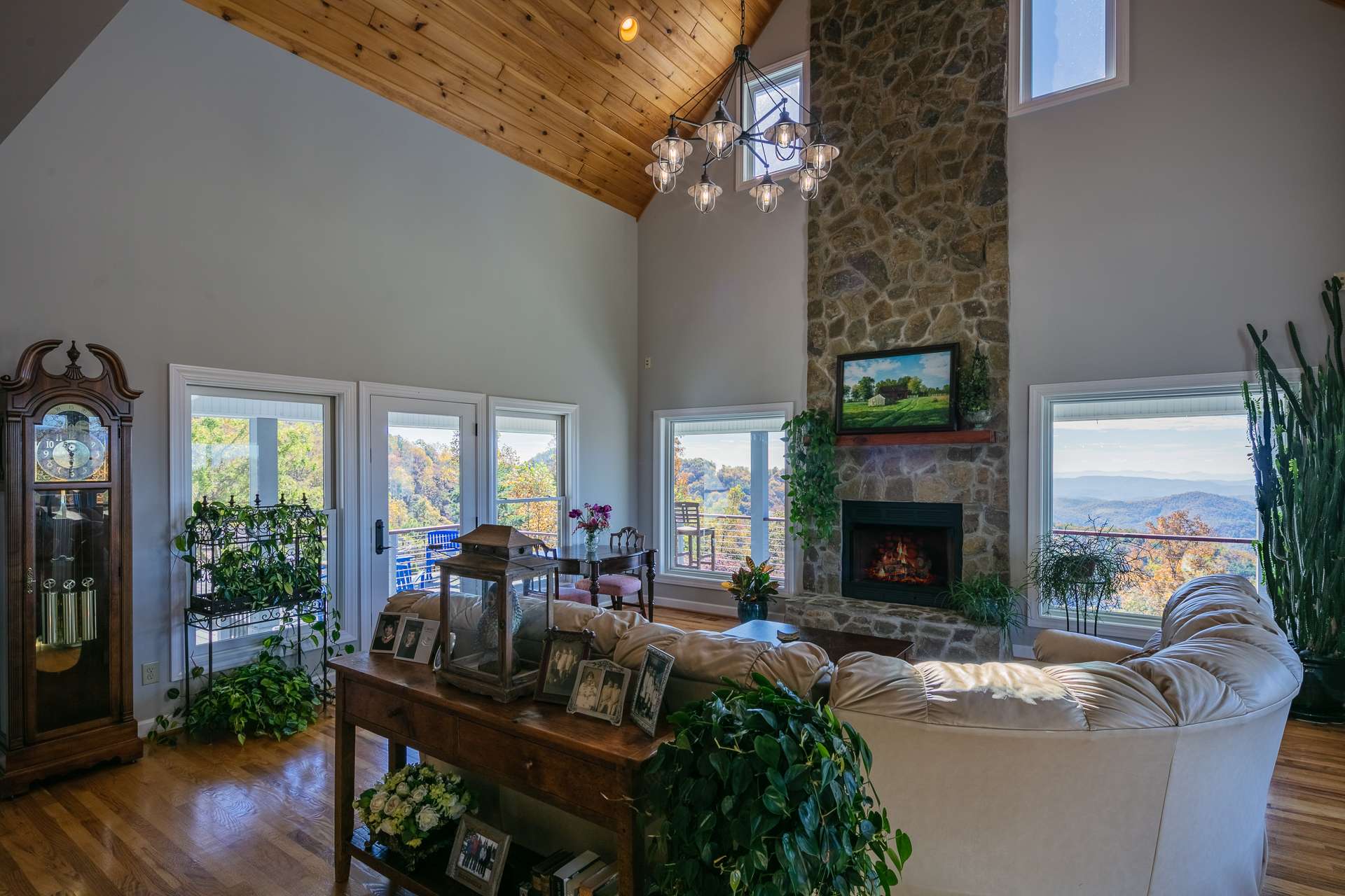 Relax in front of a warm fire while gazing at the views from inside.  Enjoy sunrises, sunsets, and Natures everchanging canvas  during all four seasons in the NC Mountains.