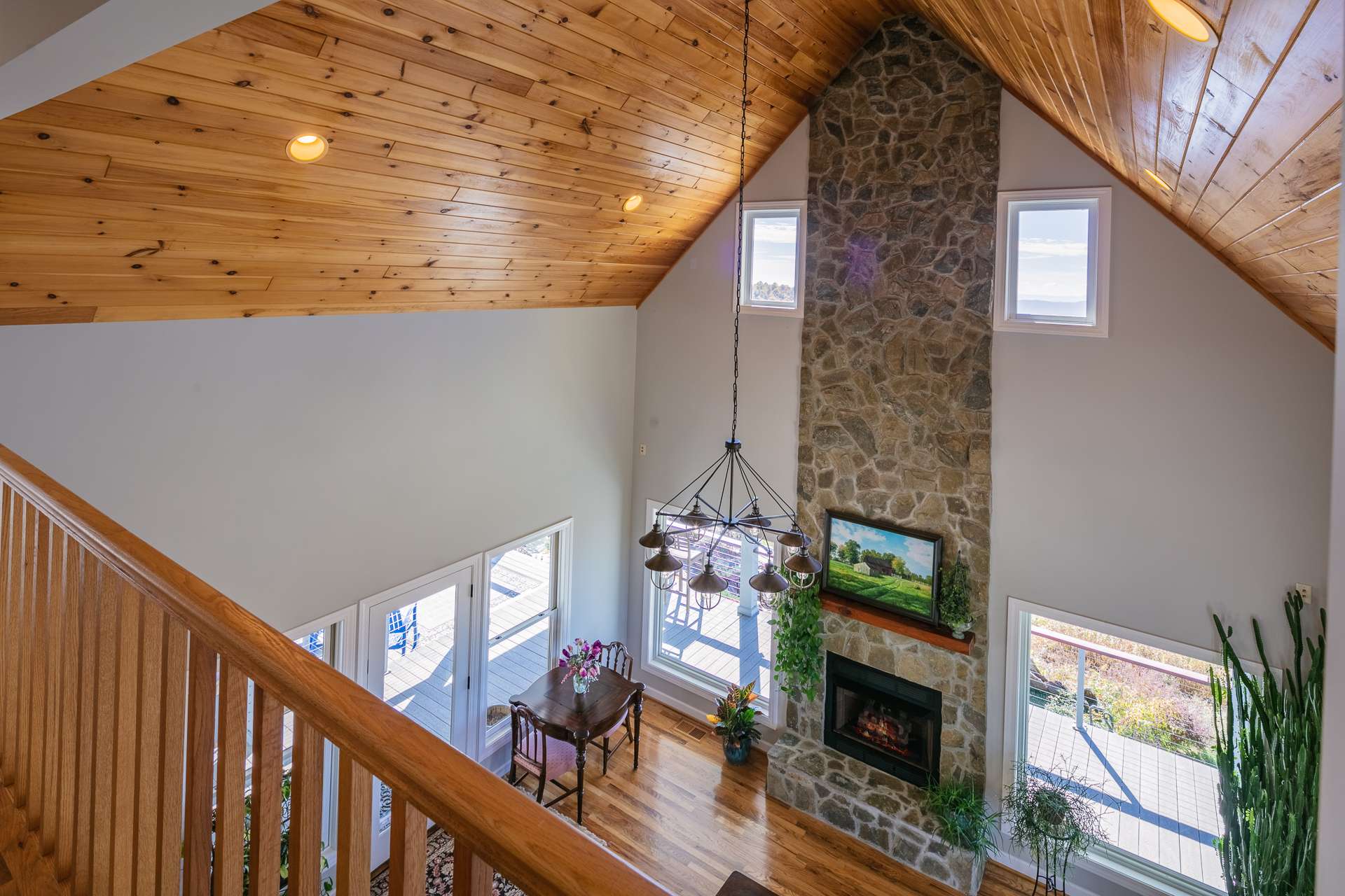 Natural light streams through the  abundant windows keeping the interior open and bright.