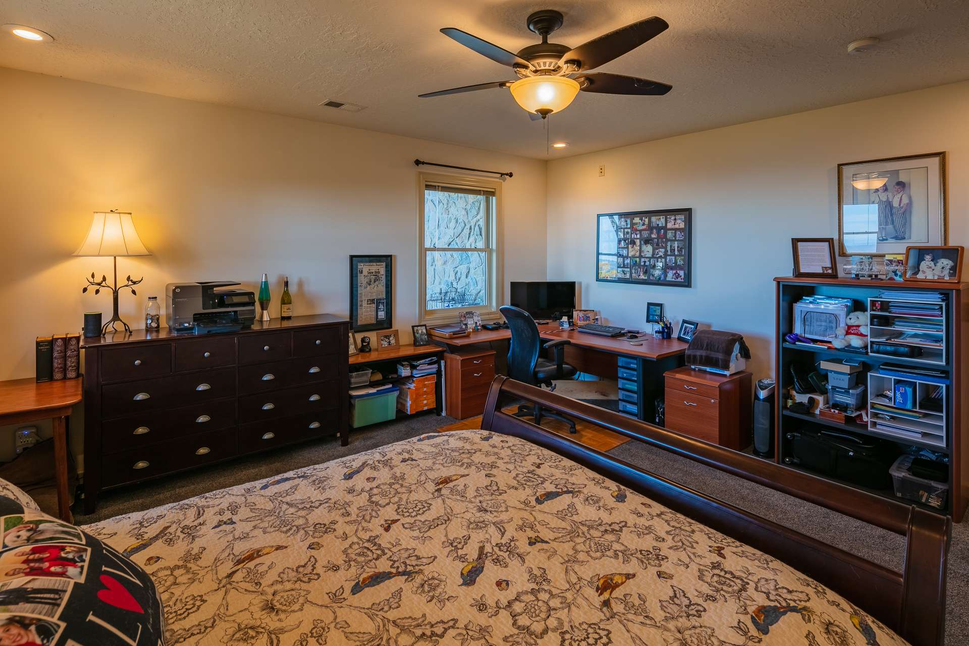 This space includes a large bedroom with room for office space, and a private bath.