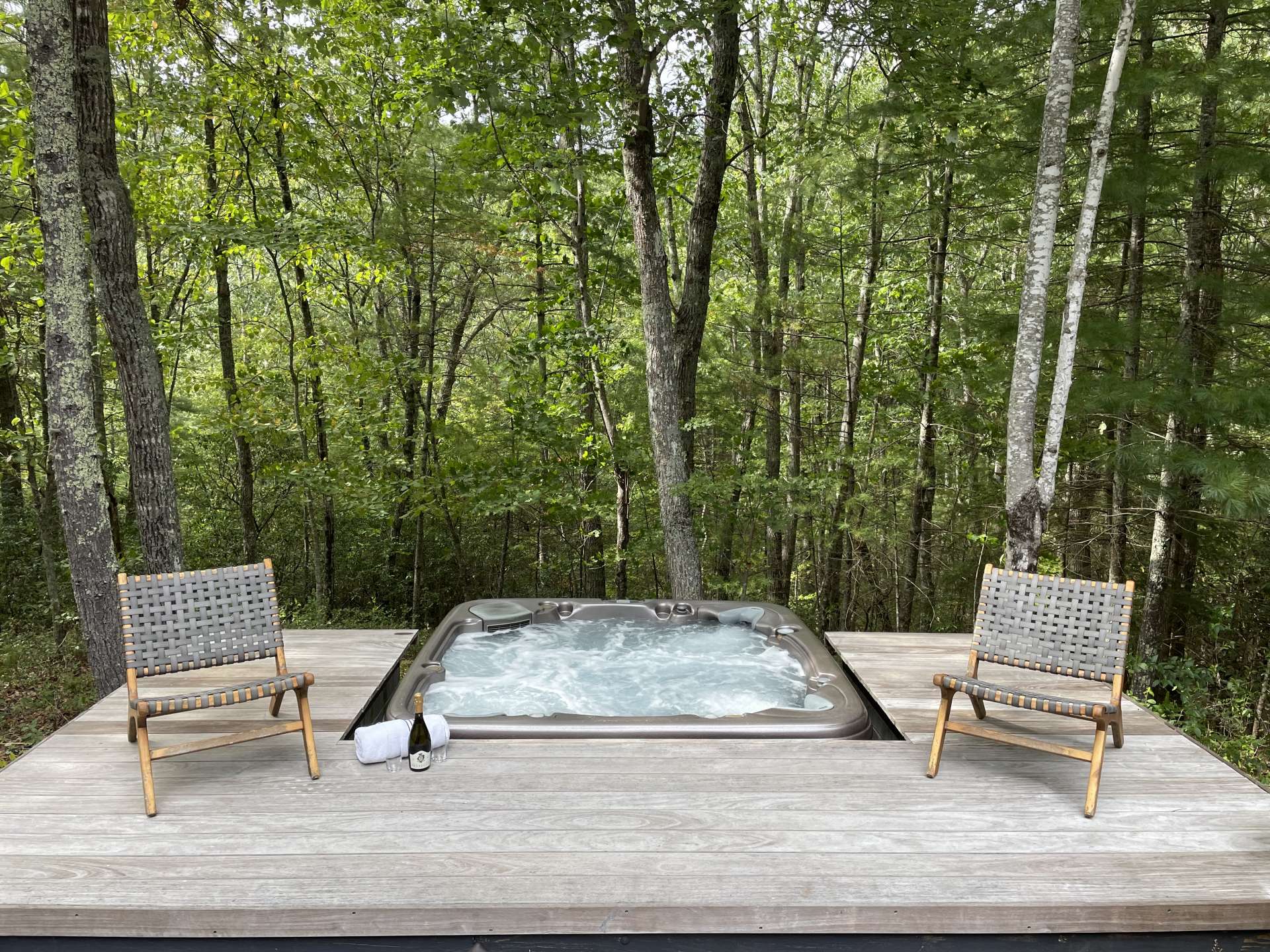 Hot tub with Ipe wood deck.