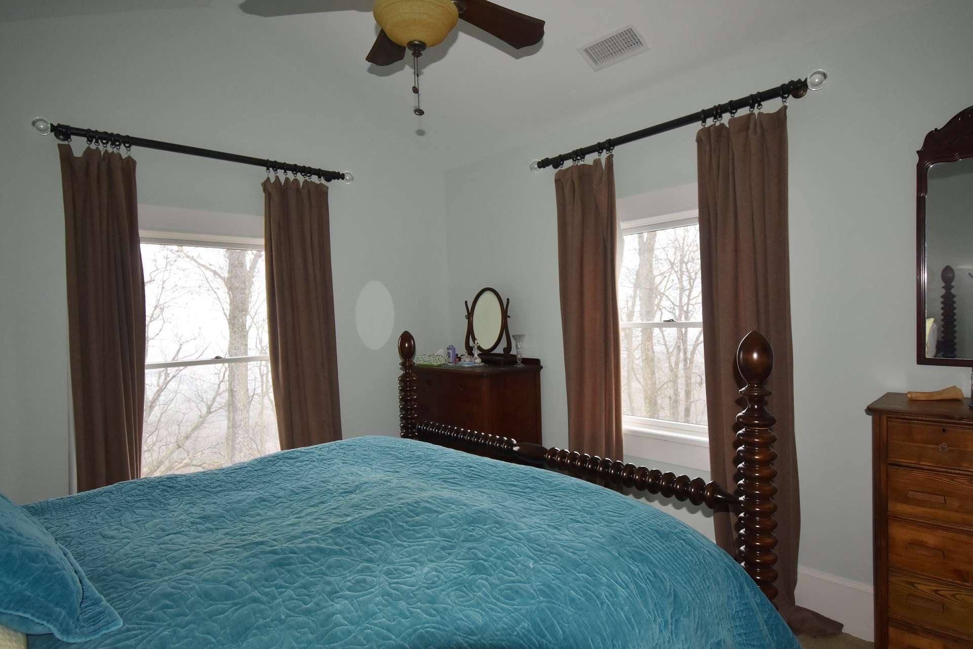 The master bedroom suite is located on the upper level.