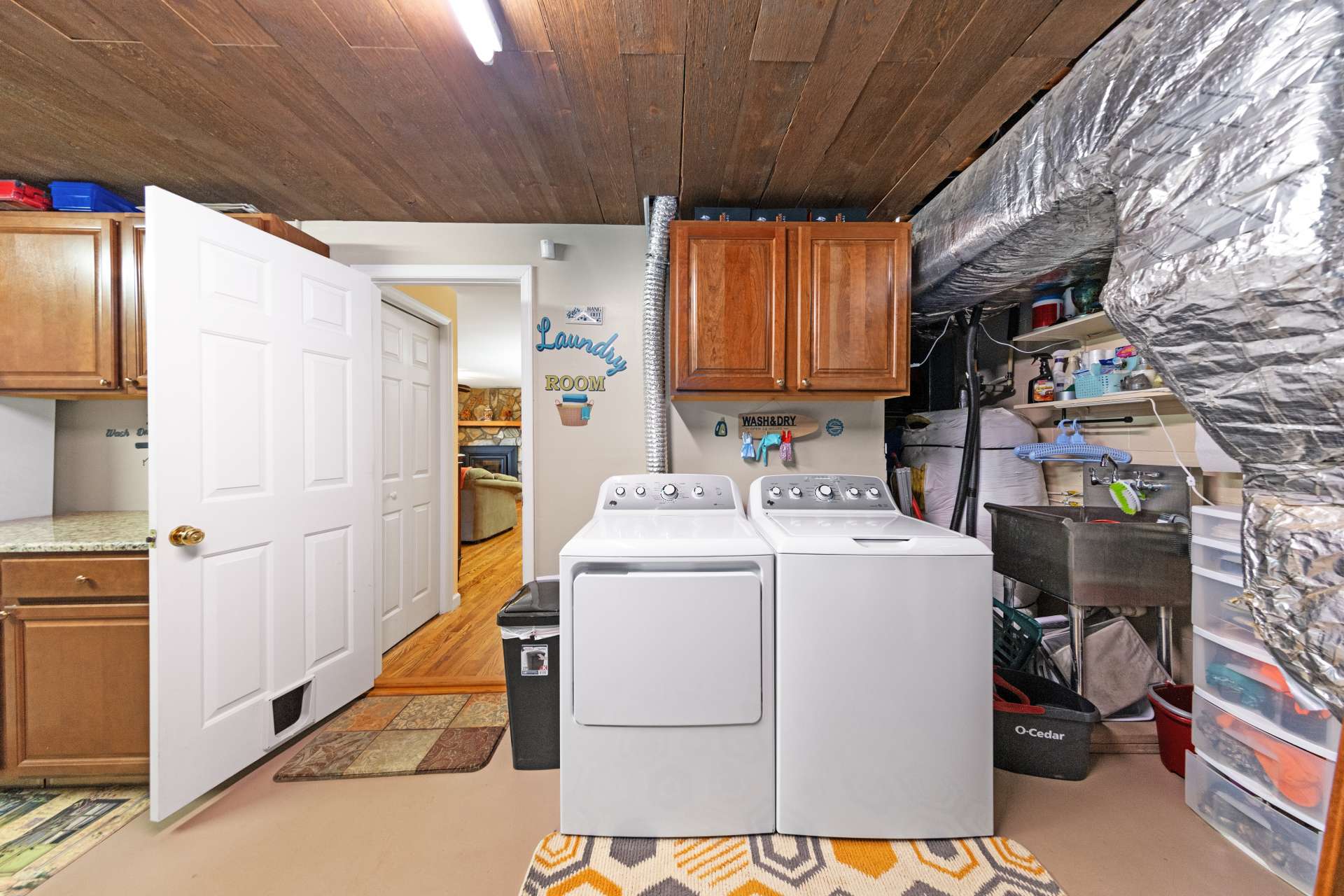 Lower level laundry and storage area