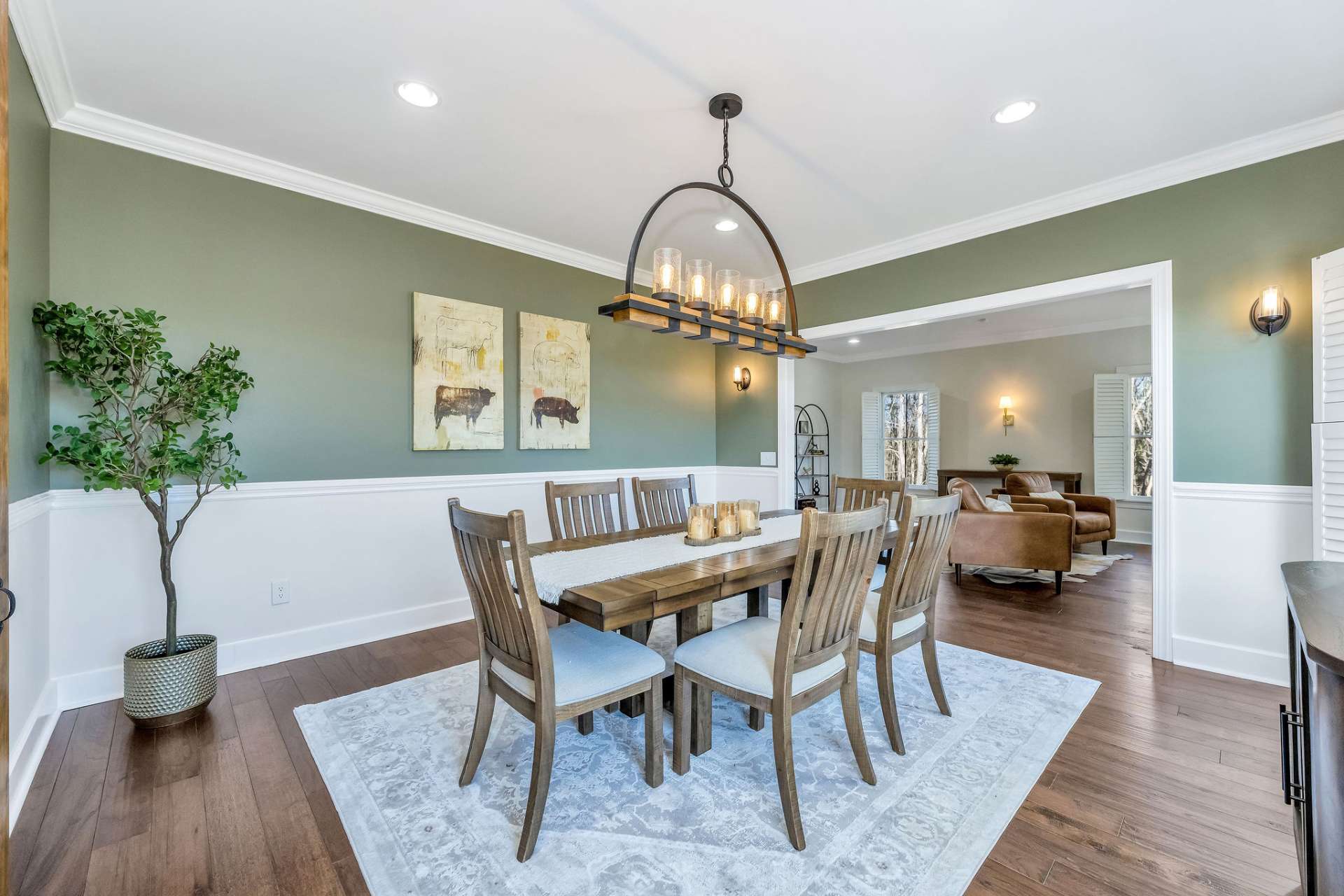 The formal dining room is designed for memorable gatherings.
