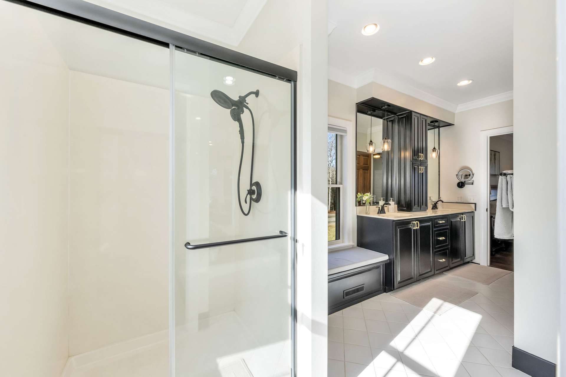 A tile shower offers convenience for everyday living.
