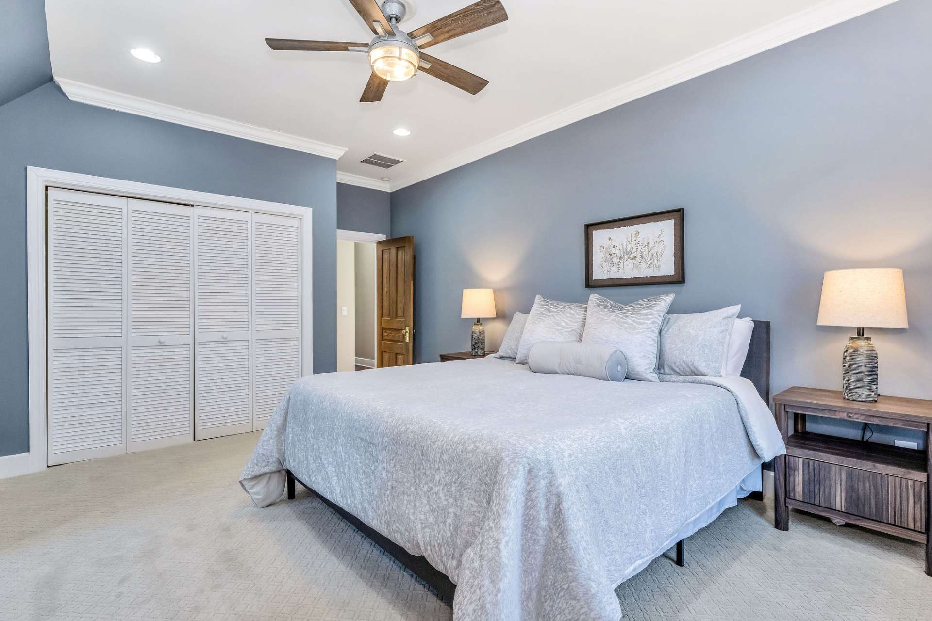 The upstairs features antique doors throughout, adding an element of charm.