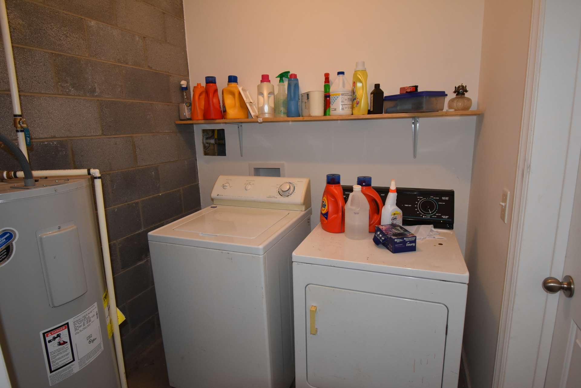 The laundry room is on the lower level, along with a large storage closet.