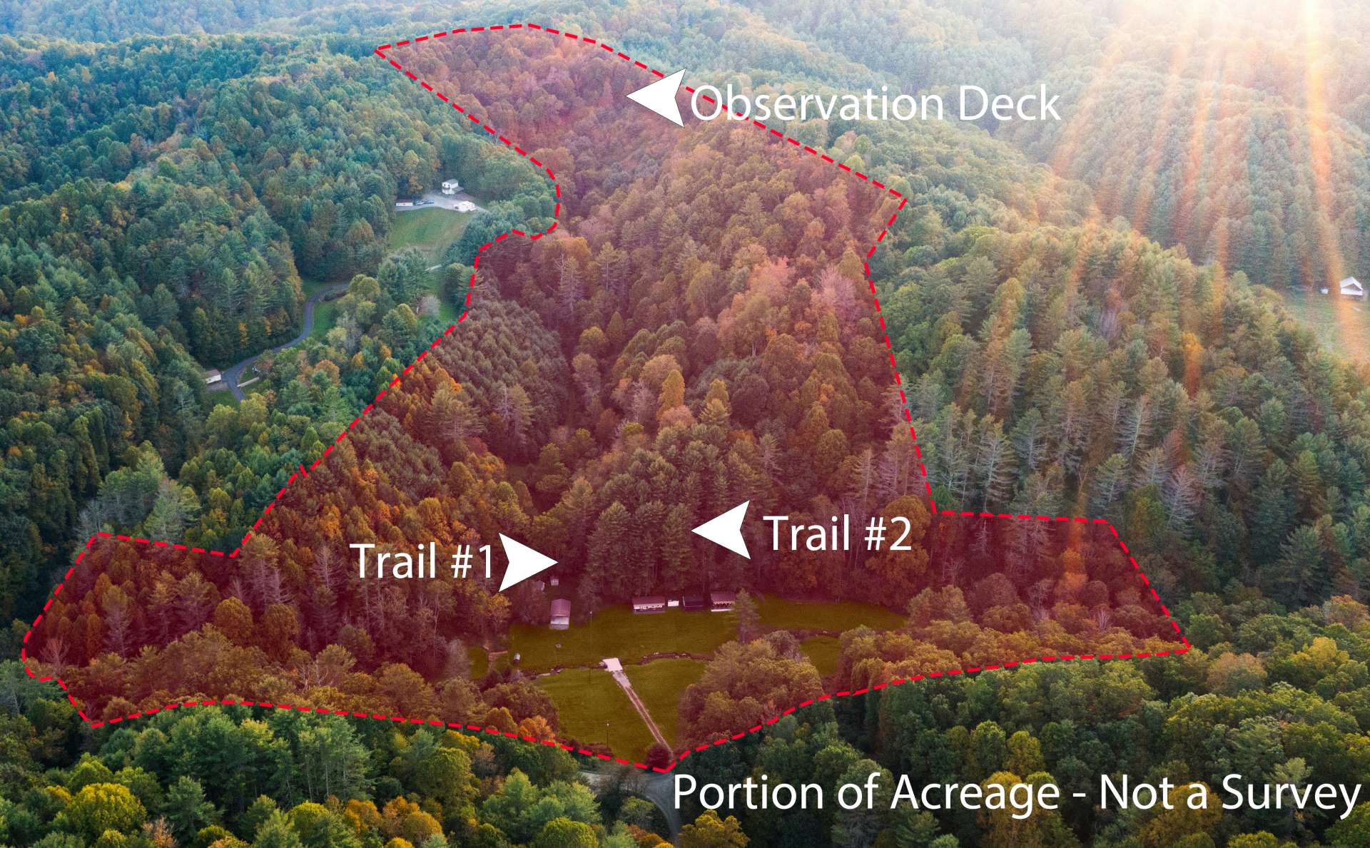 Portion of Acreage Showing Trails & Deck Location
