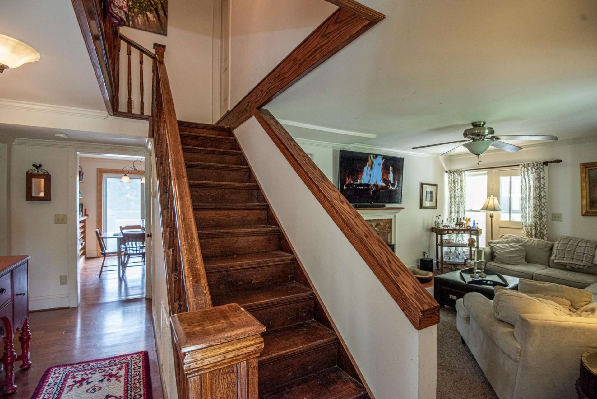 Original staircase, per the owners there was a deviation issued so when the house was renovated in 2008 they could keep this as original.